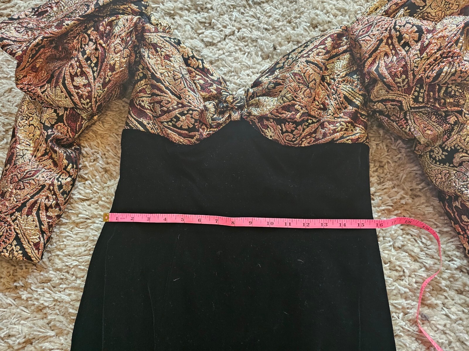 Vtg Eugene Alexander Black Velvet Floral Overlay Ball Prom Formal Dress Sm