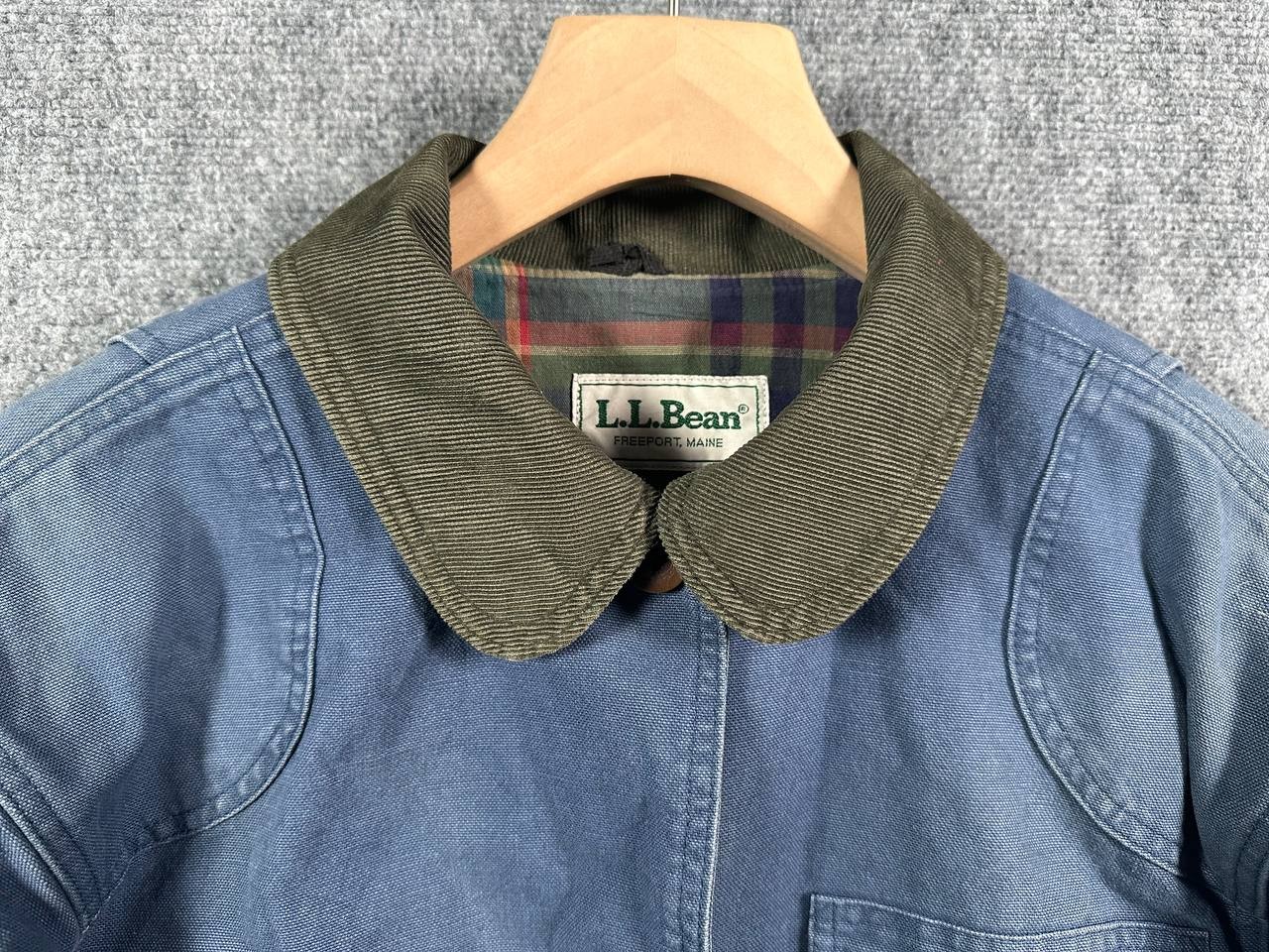 Vintage 90s L.L. Bean Original Field Coat Barn Jacket Blue Cotton Canvas Lined M
