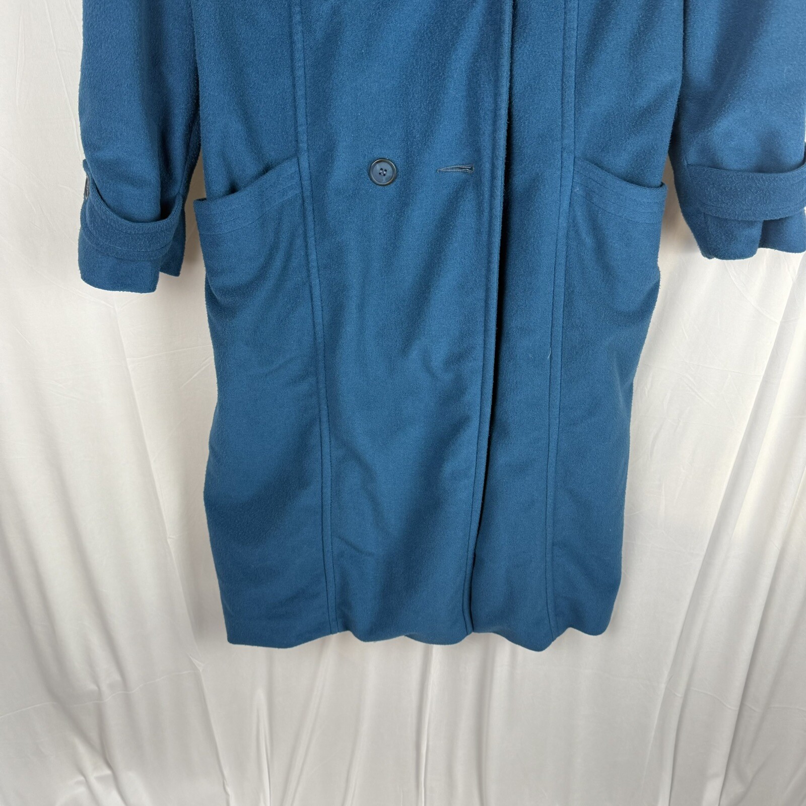 Vintage Kashmiracle by Wellington Made in USA Teal Long Coat 80’s Retro