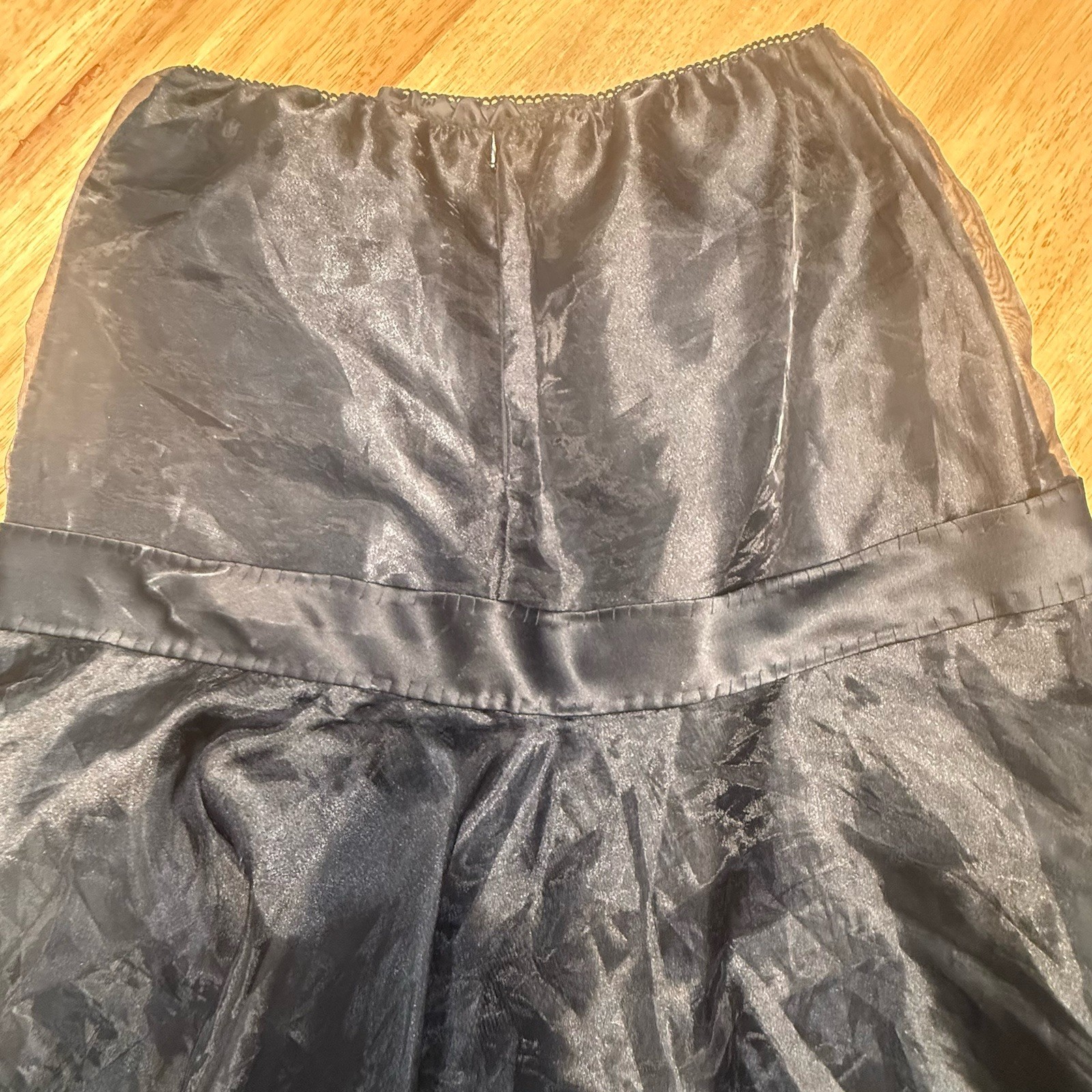 Vtg 80s Victor Costa Black Organza Party Skirt Large Satin Bow Flared Retro Glam
