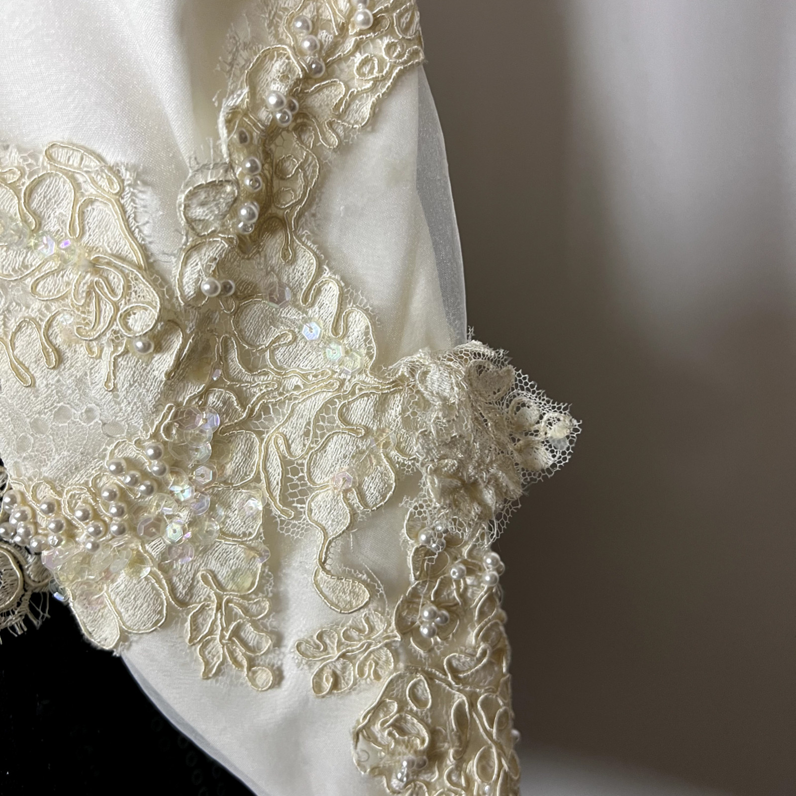 Pamela Caldwell Women Top Silk Lace Pearl Size XS S Ivory Hand made Vintage RARE