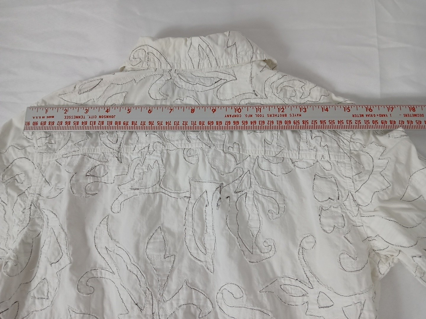 Vintage 90’s Chicos Design Shirt Womens Sz Small White Soutache Embroidered