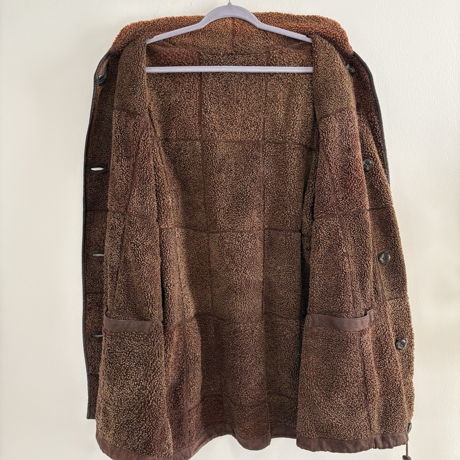 Vintage 70s Genuine Shearling Coat 100% Lambskin Brown Made in Uruguay Size 38 M