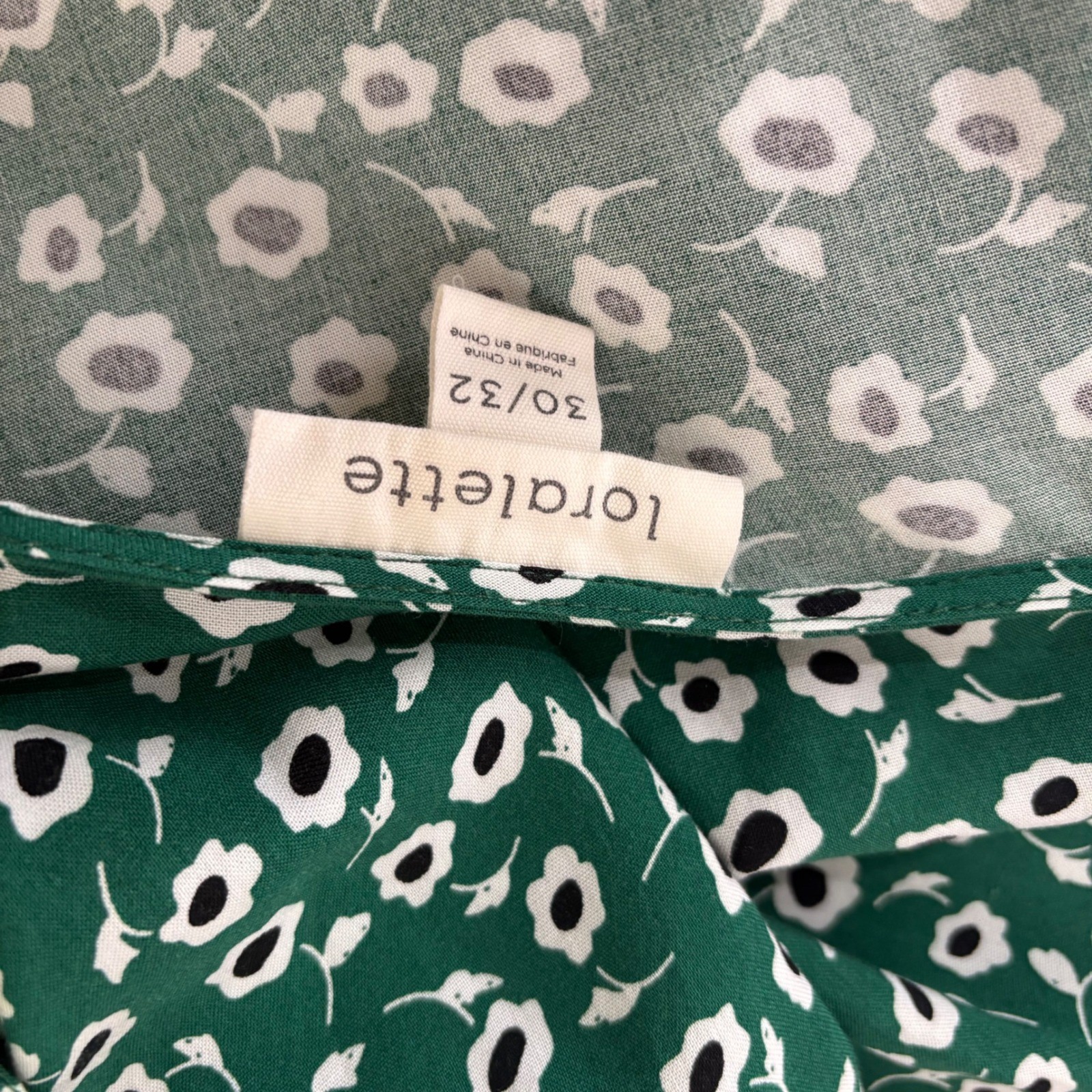 Loralette Green Floral Daisy Tiered Midi Dress Plus Size 30/32 V-Neck Boho Tie