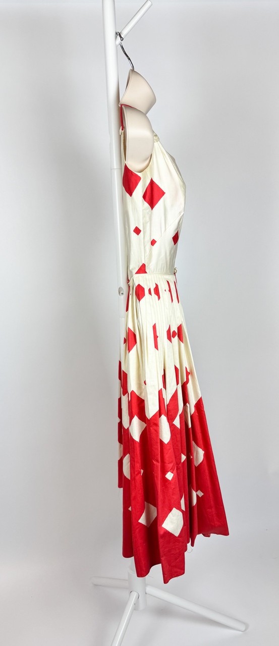 1950s Vintage Red and White Checkered Cotton Swing Dress