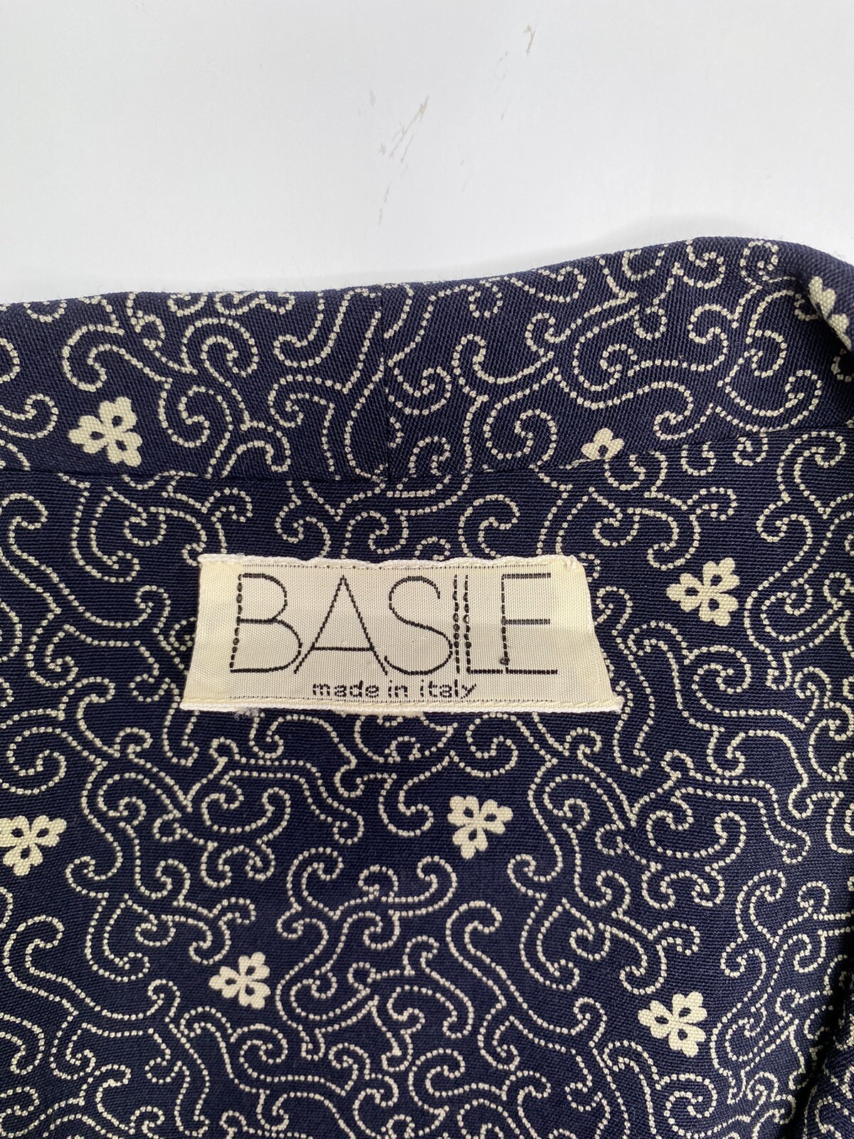 VTG Basile Made In Italy Womens Light Weight Navy Floral Long Coal Size M/L
