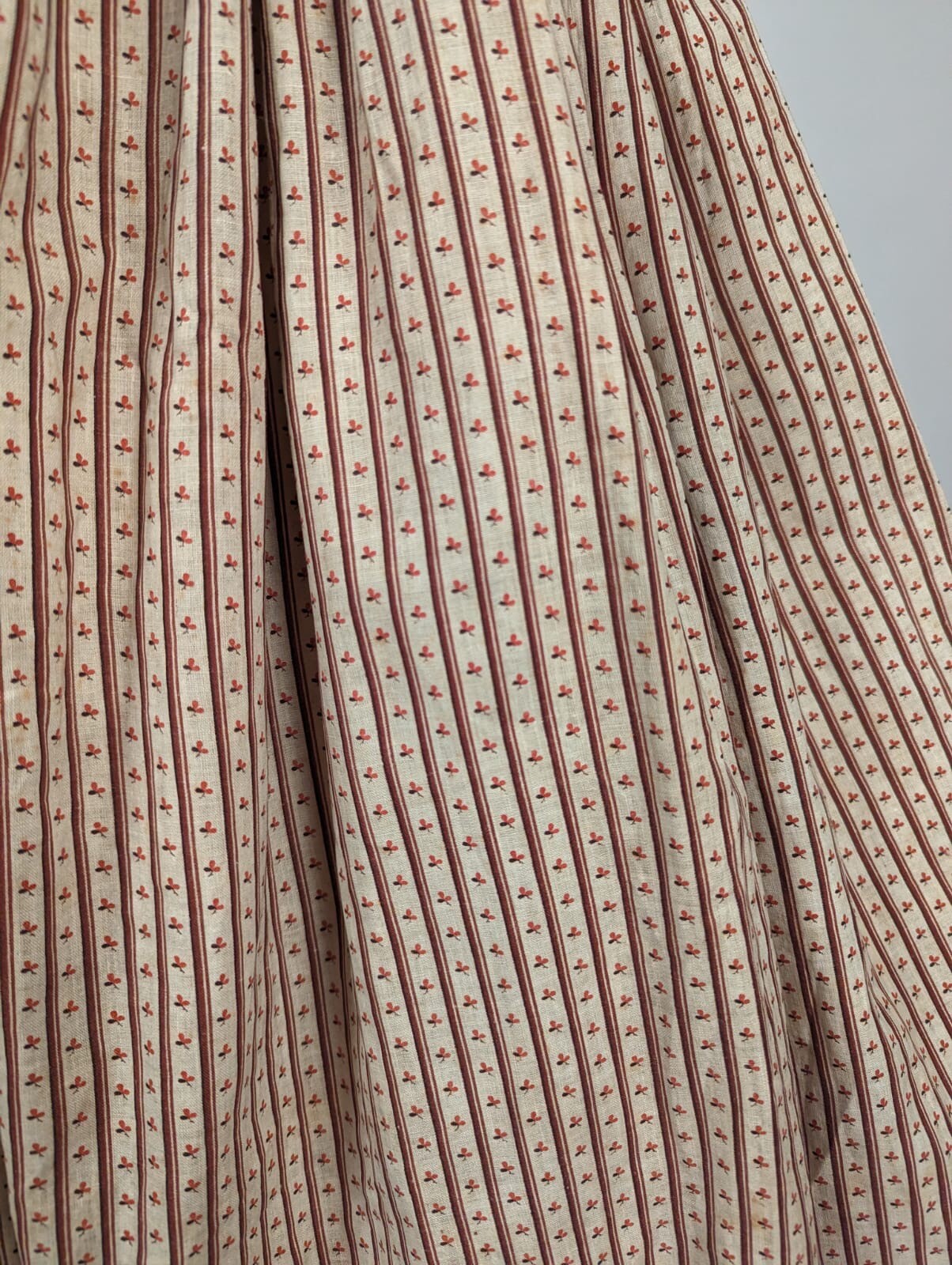 CIVIL WAR ERA 1860’S GIRL’S STRIPED CALICO COTTON DRESS W RUFFLES