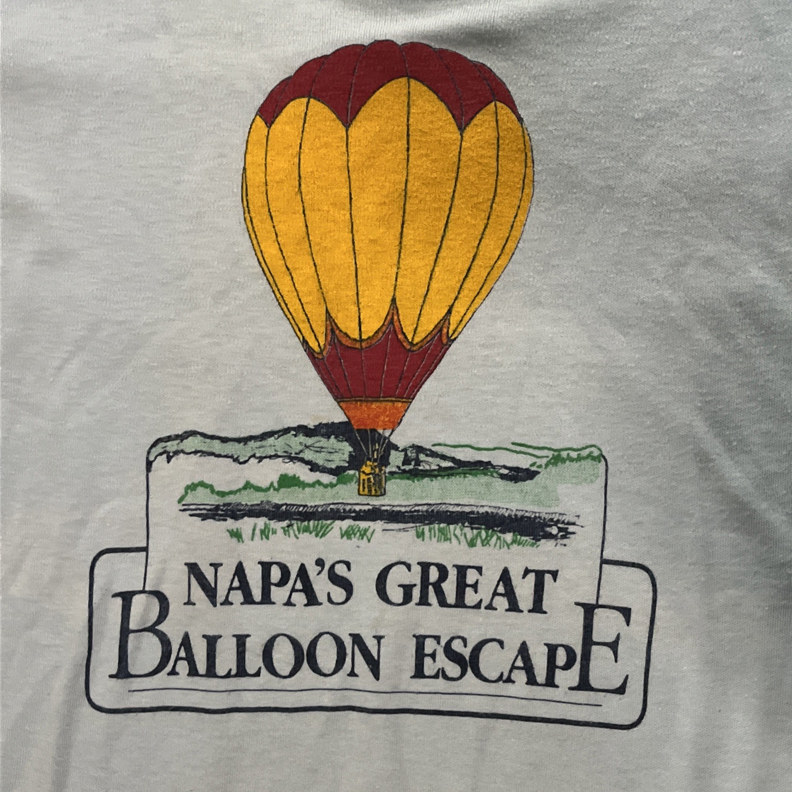 Vintage Napa’s Great Balloon Escape T-Shirt Fun-Tees USA XL 70s 80s
