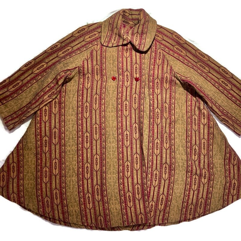 Vtg 60s tapestry brocade carpet swing tent opera cape coat Lilli Ann like XL XXL