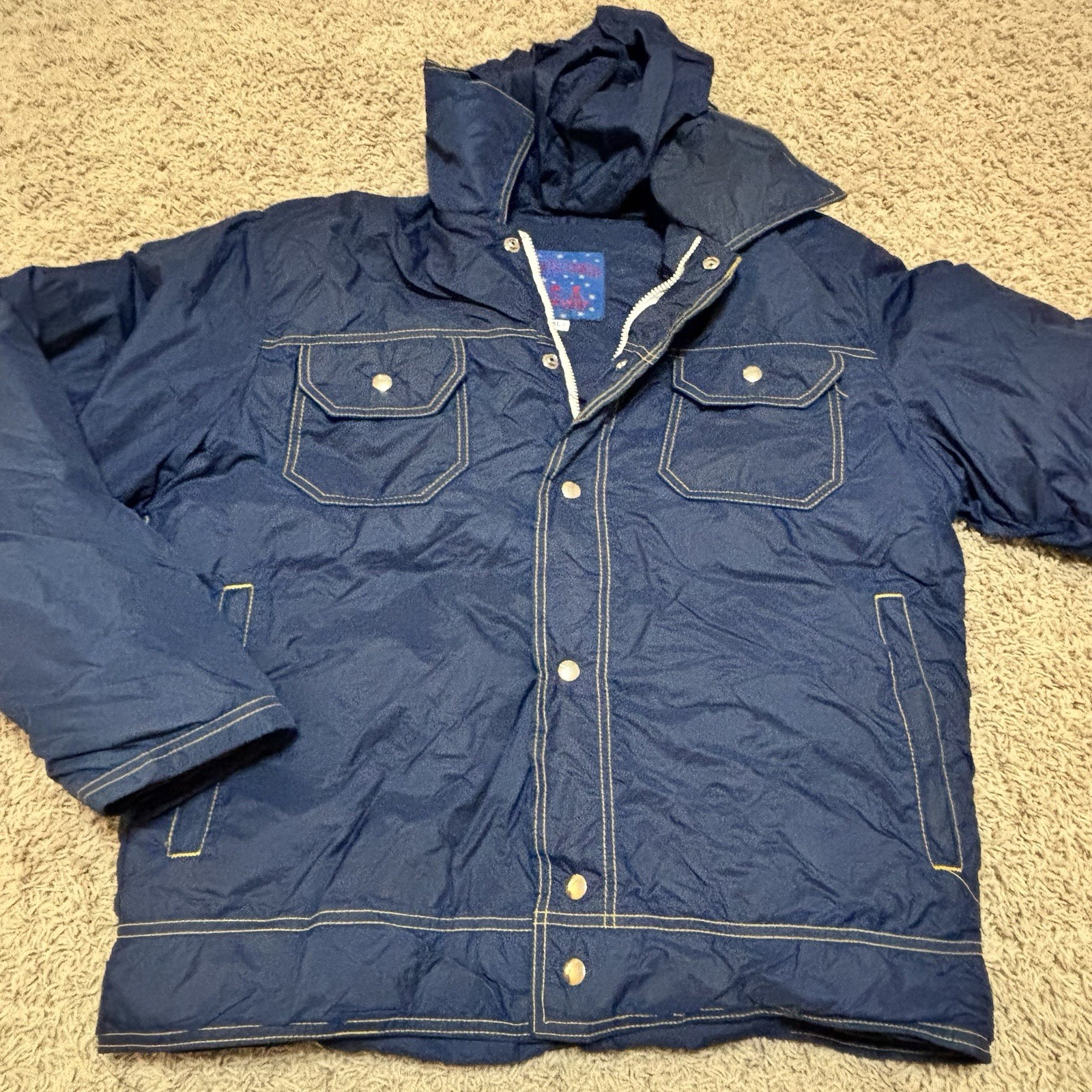 Down Filled Country USA vintage Zip Puffer Jacket blue Women’s XL