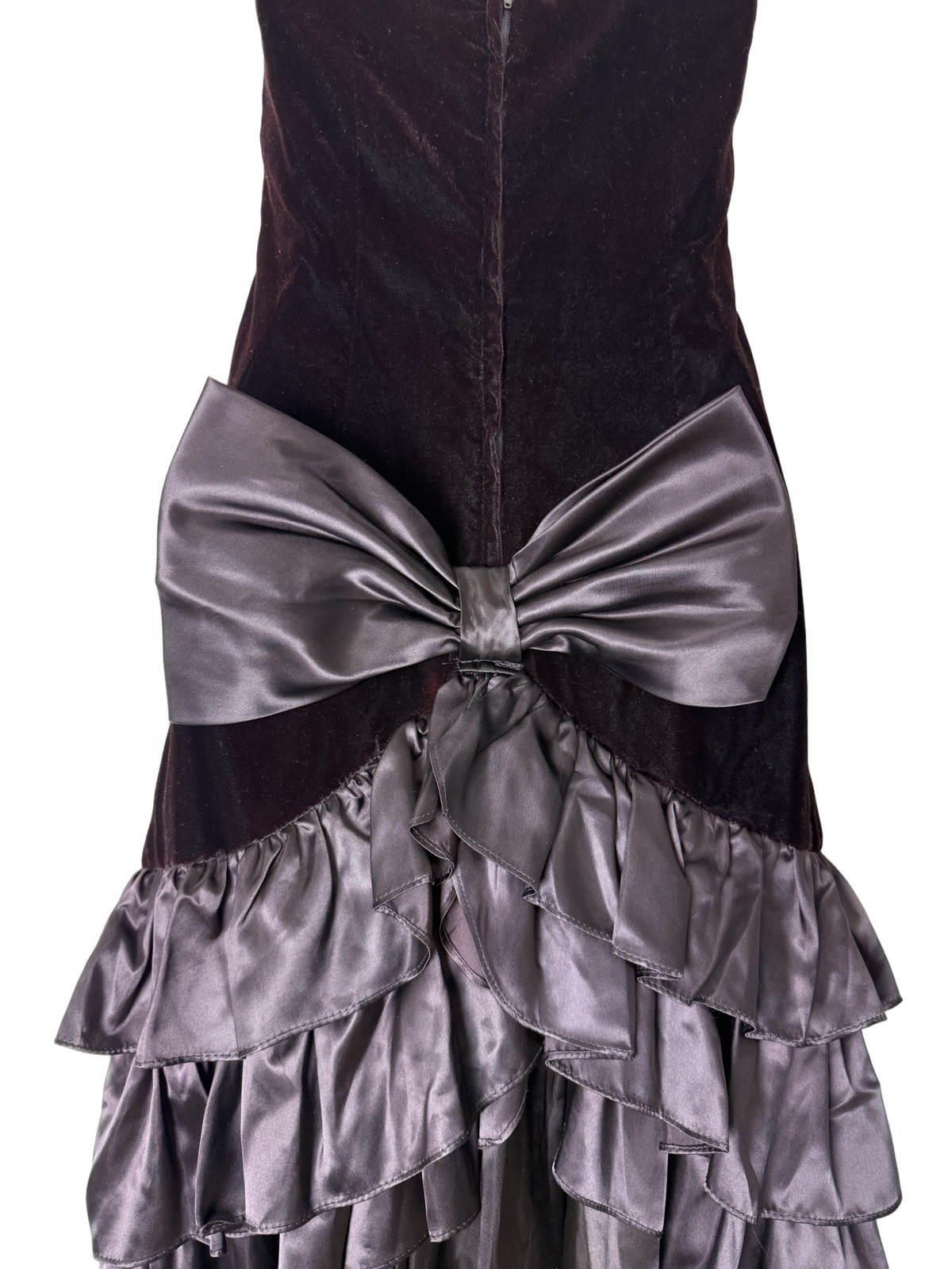 L.A. Glo Vintage 90s Velvet Ruffled Layered Hem Cocktail Dress Size 11/12 Party