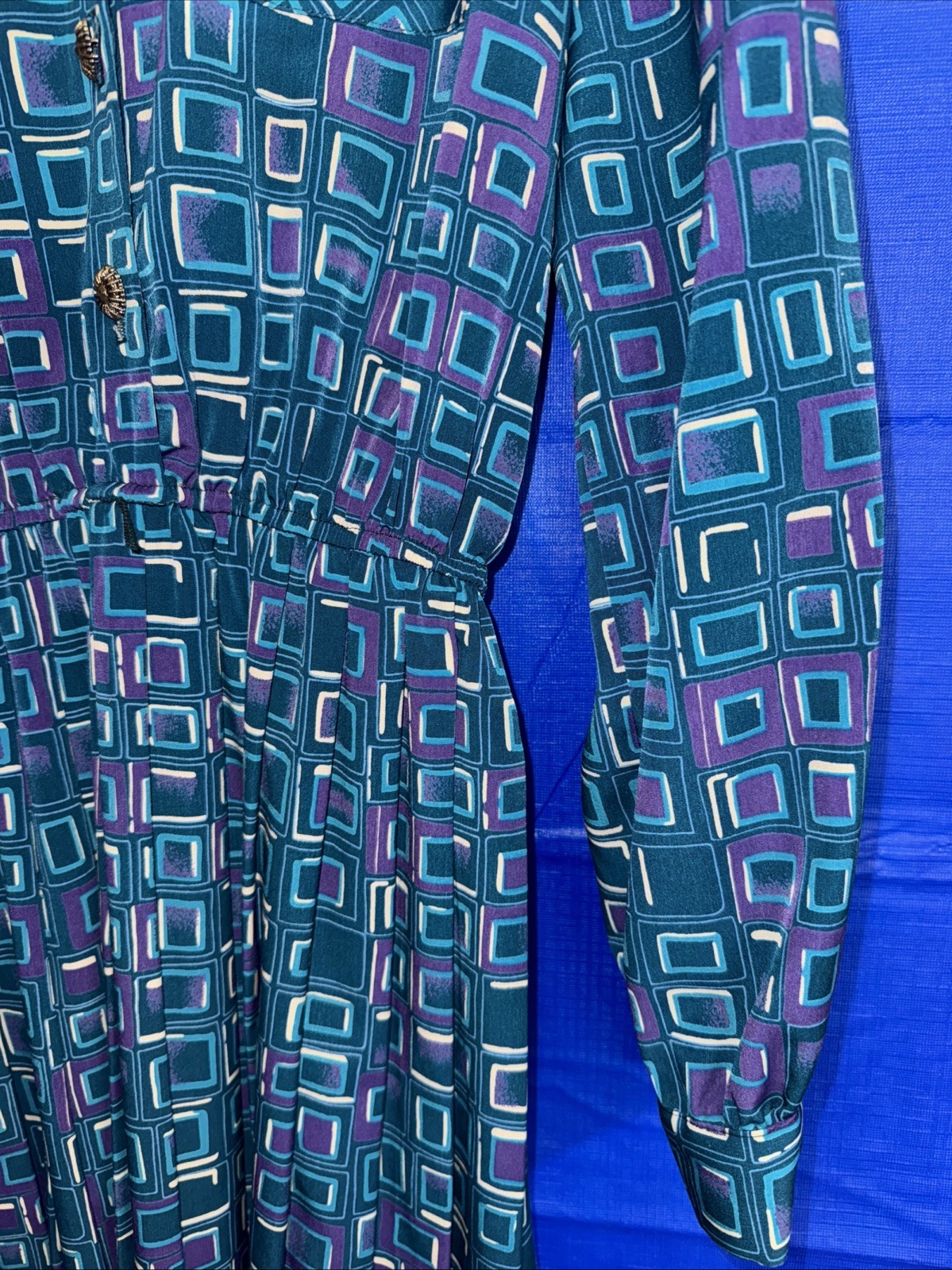 Vintage Women’s Size 10 Leslie Fay Shirt Geometric Shirt Dress 80s 90s VTG #203