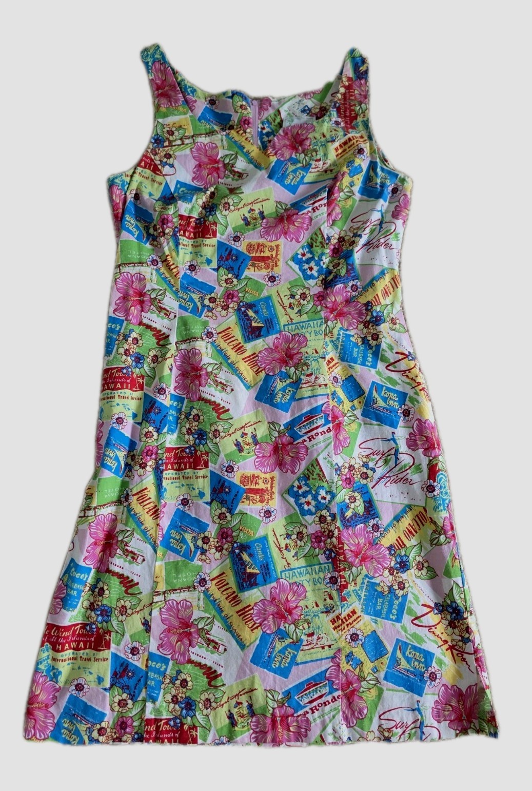 Bamboo Traders Vintage Hawaiian Print Stretch Dress Women’s Sz S