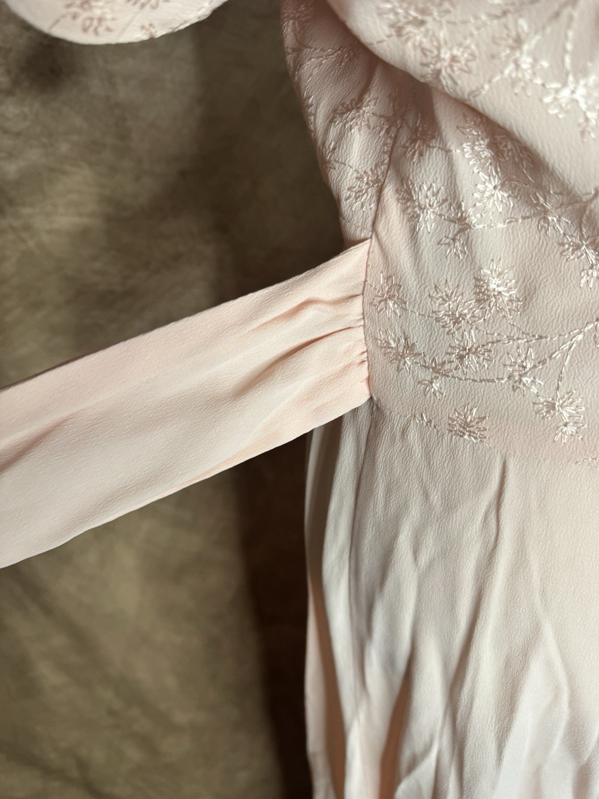 Vintage 80s S Donna Ricco Blush Pink Embroidered Maxi Dress Valentine Romantic