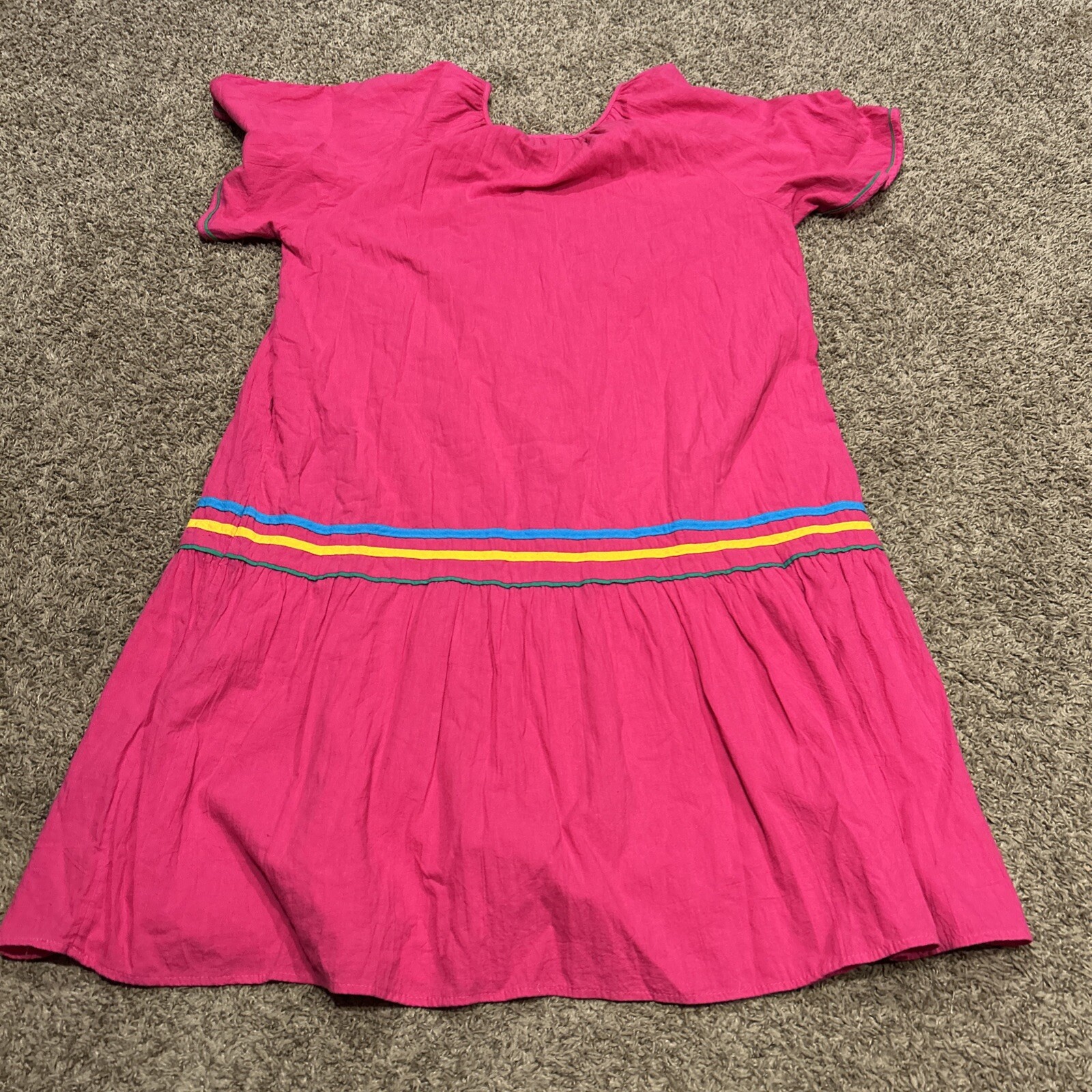 Vtg Cotillion Nightgown Bright Colors Pink Women’s 1x Cotton Short Sleeve A40