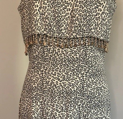 VTG Choon California Cheetah Maxi Dress NWT 80’s Animal Print Beaded Wilma Sz 6