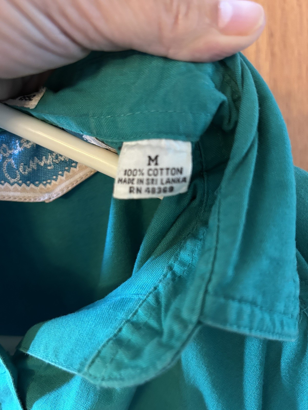 Southwest Canyon Vintage 1992 Cotton Horses Button Down Shirt Teal Black Medium