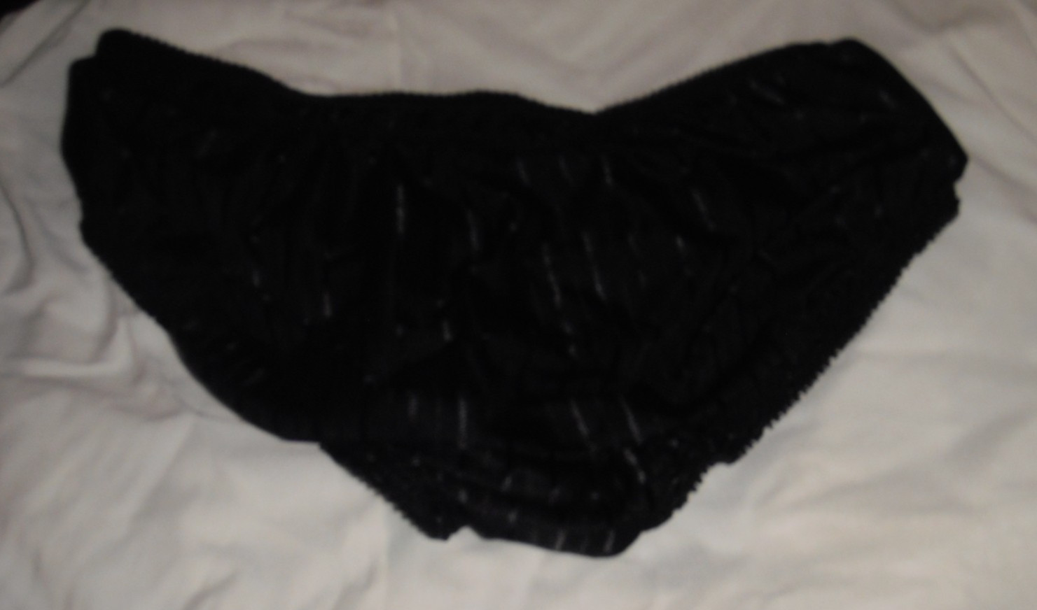 Vintage warners bright stripes panties. black- Sz. S. Silky nylon/ sheer stripes