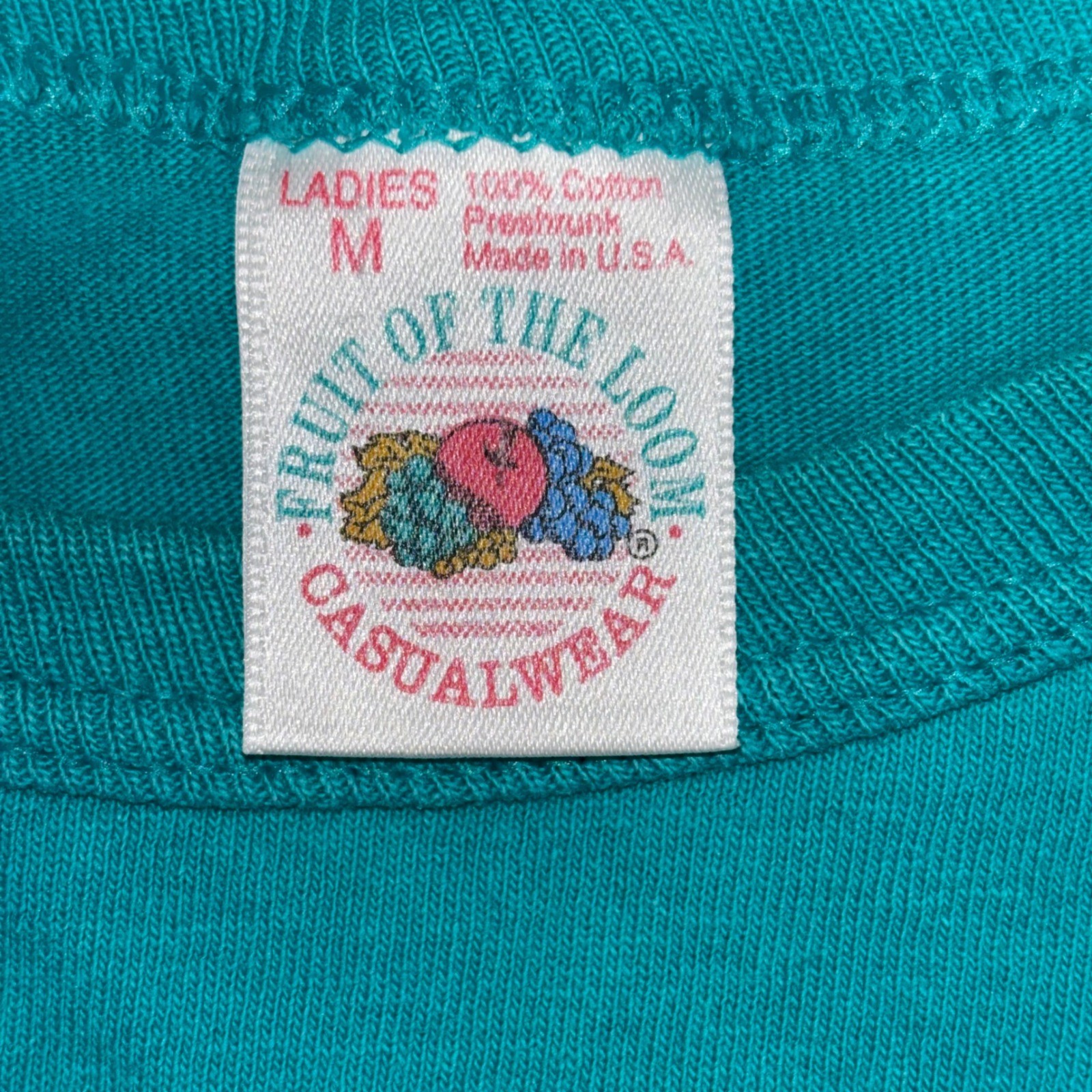 Vintage Fruit of the Loom Casualwear Teal Green T-Shirt Made in USA Women Medium