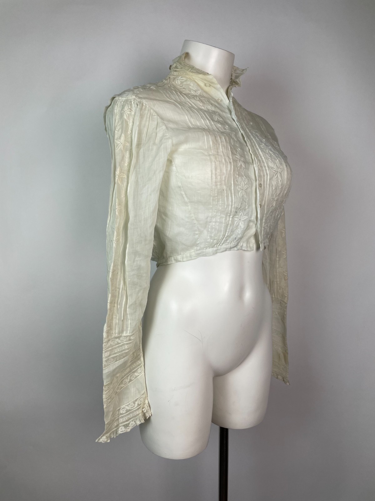 Antique 1800s Victorian White Blouse Lace Display Study Damage S
