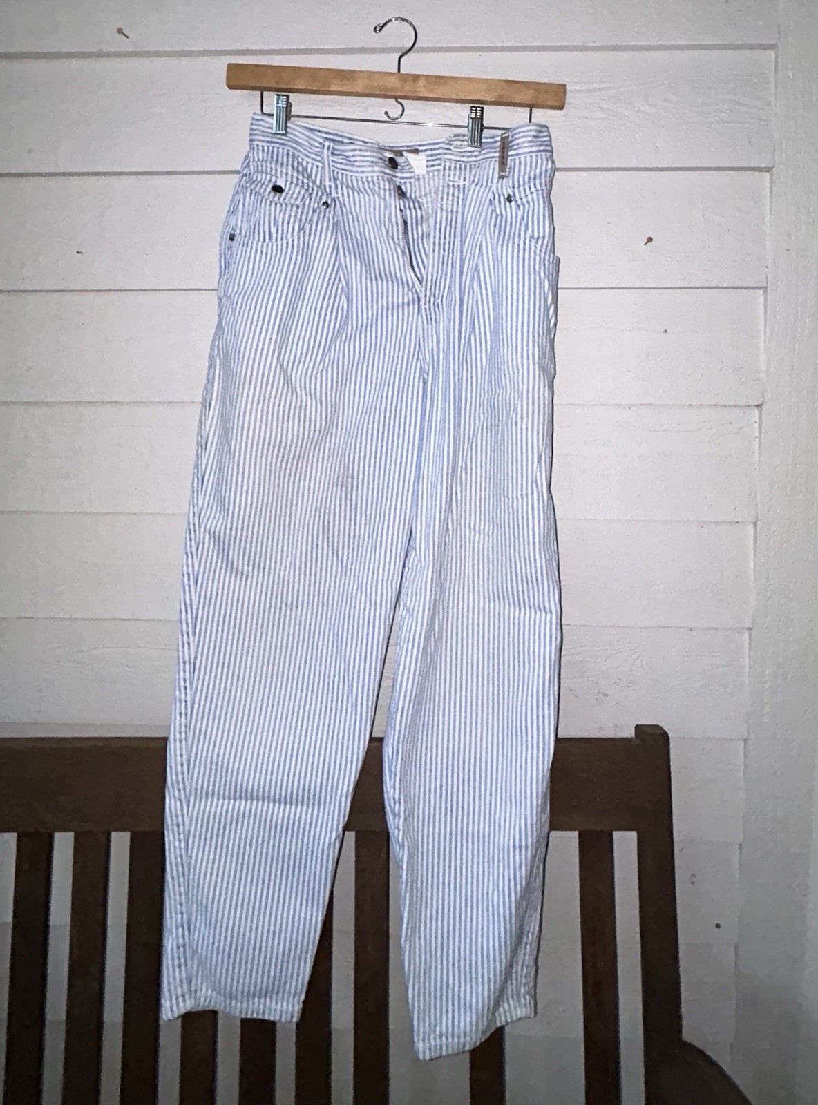 Vintage 90s Levi’s 900 series Jeans Women’s Sz 14 High Rise Blue/White Stripe