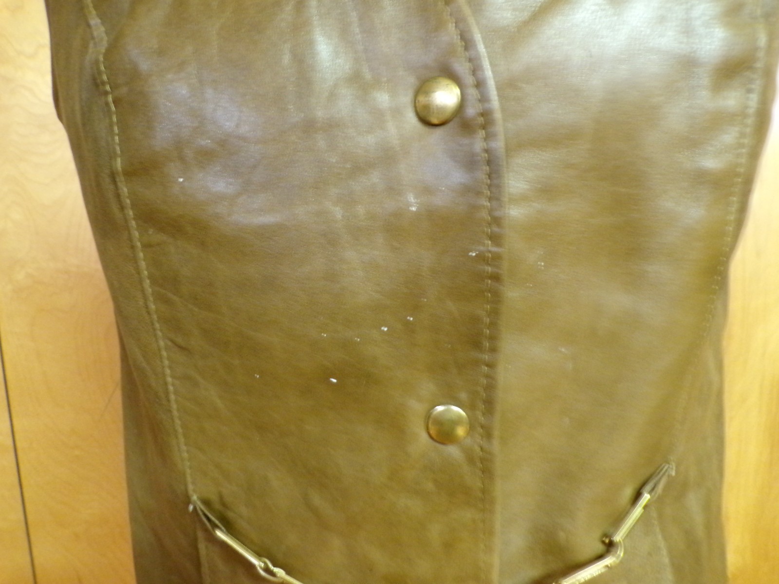 Vintage THE PHYLLIS LOOK Brown Leather Skirt & Vest Waist 31″