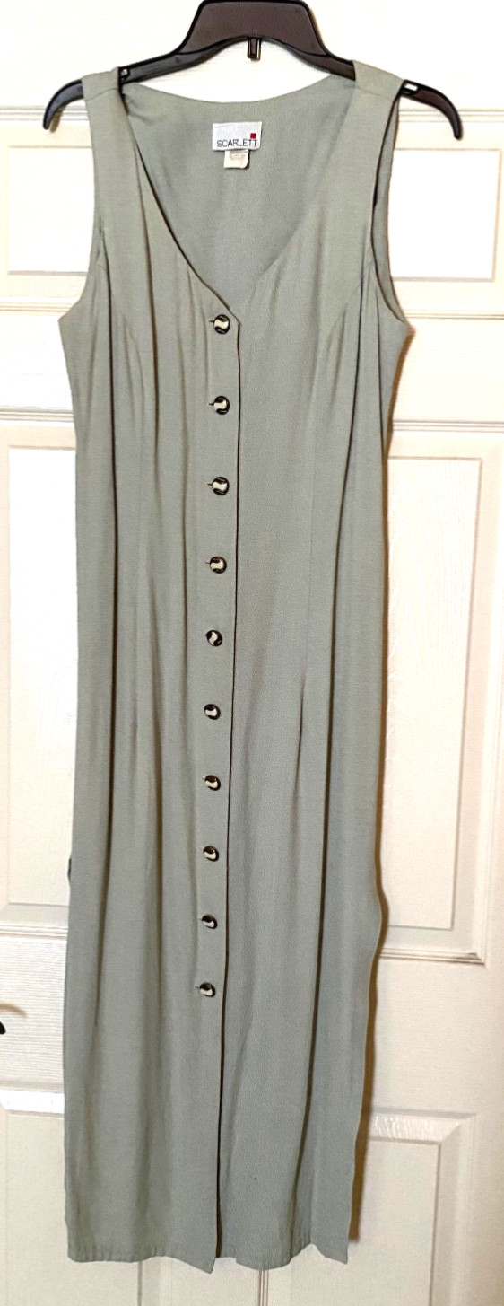 Vintage 90’s Y2K Scarlett Classic Maxi Dress Button Up Front Summer Sz 13/14
