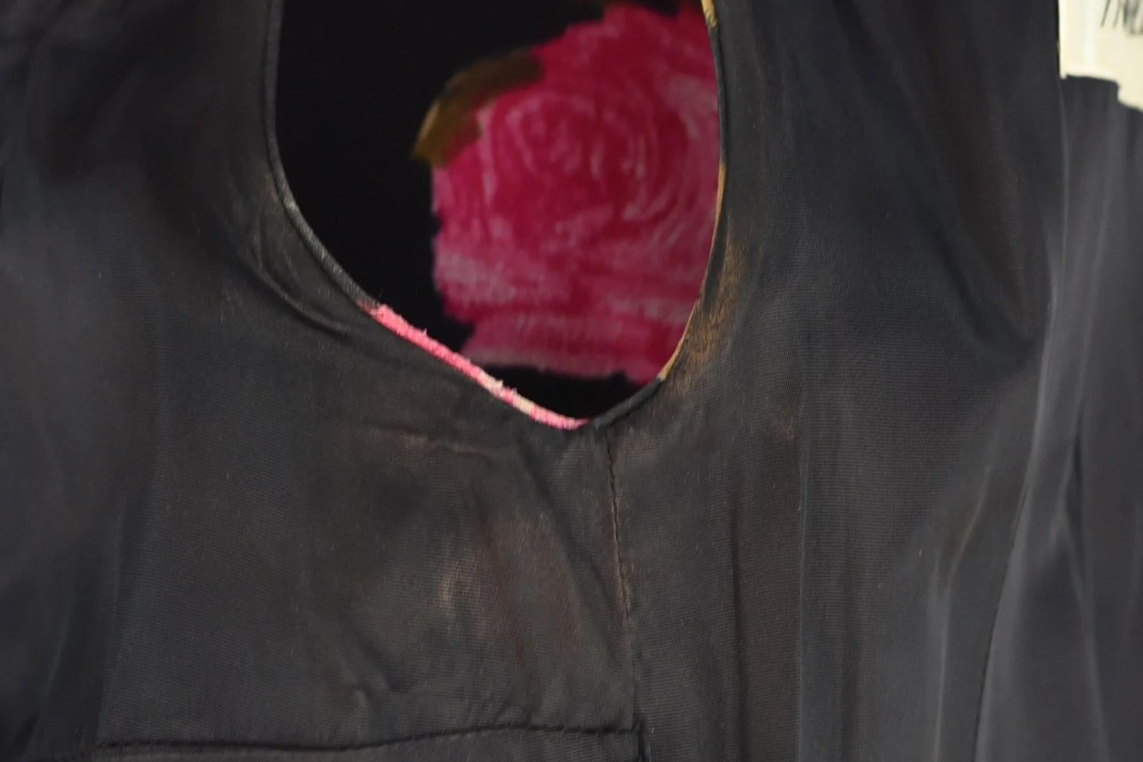 Vintage 1960s Mr. Blackwell Pink Floral Black Silk Gown Dress with Matching Wrap