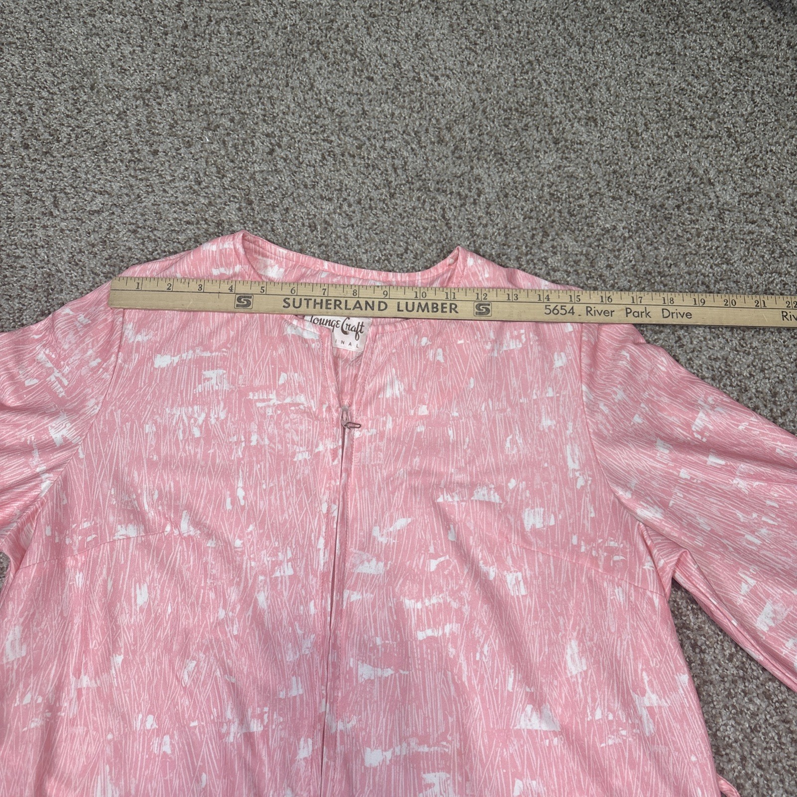Vintage LOUNGE CRAFT Robe Women’s Pink Full Zip 3/4 Sleeve Size Tag Missing