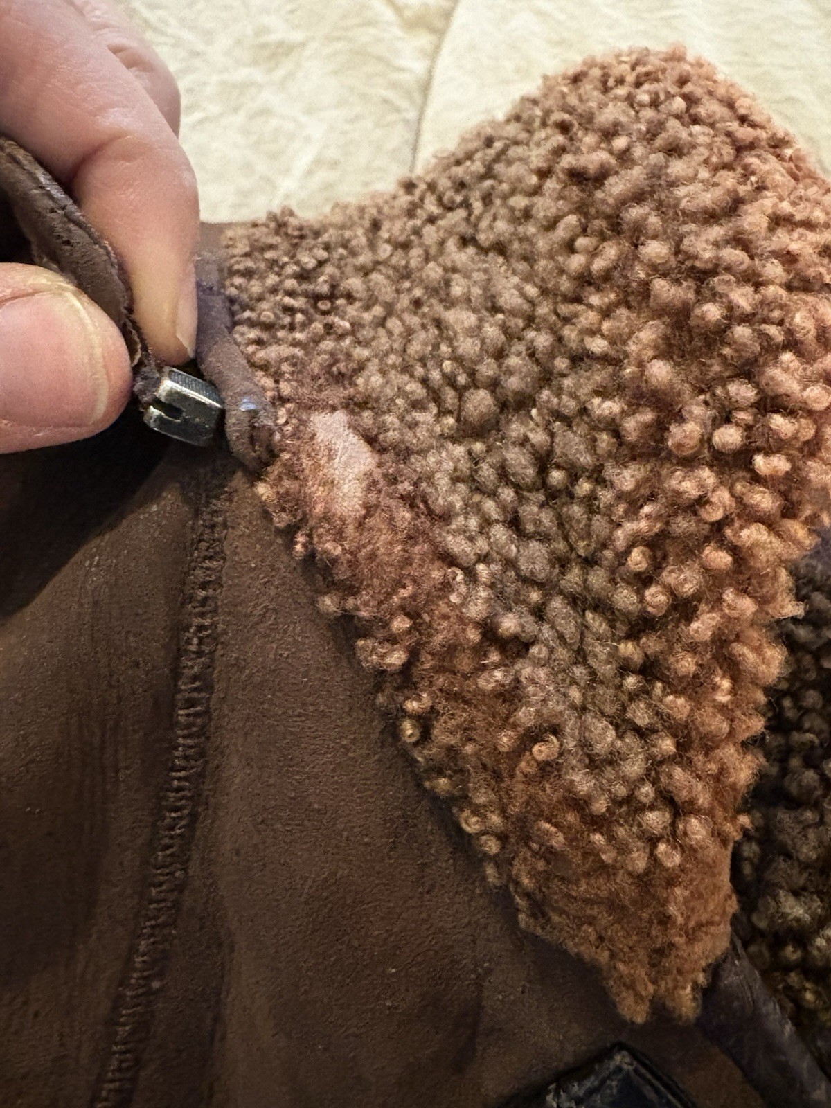 Vintage 70s Genuine Shearling Coat 100% Lambskin Brown Made in Uruguay Size 38 M