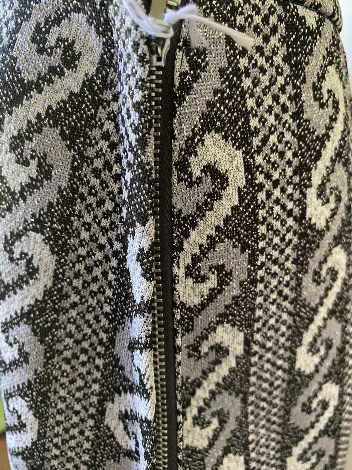 70,s Blk/ Silver Maxi Skirt.Waist 26”,Hip36”Made In England.