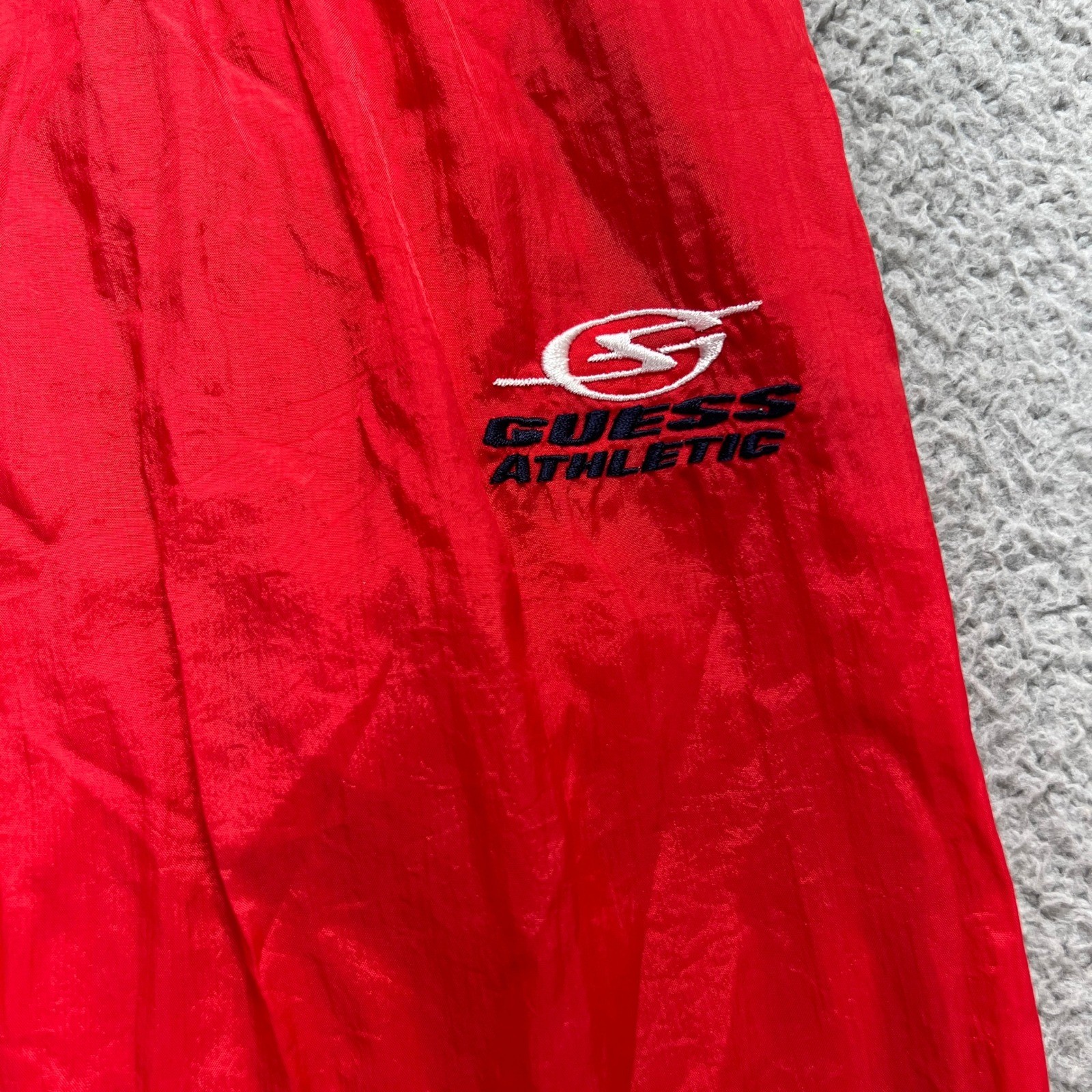 Guess Sport Track Pants Junior Small Red Nylon Vintage 90s Windbreaker NWT