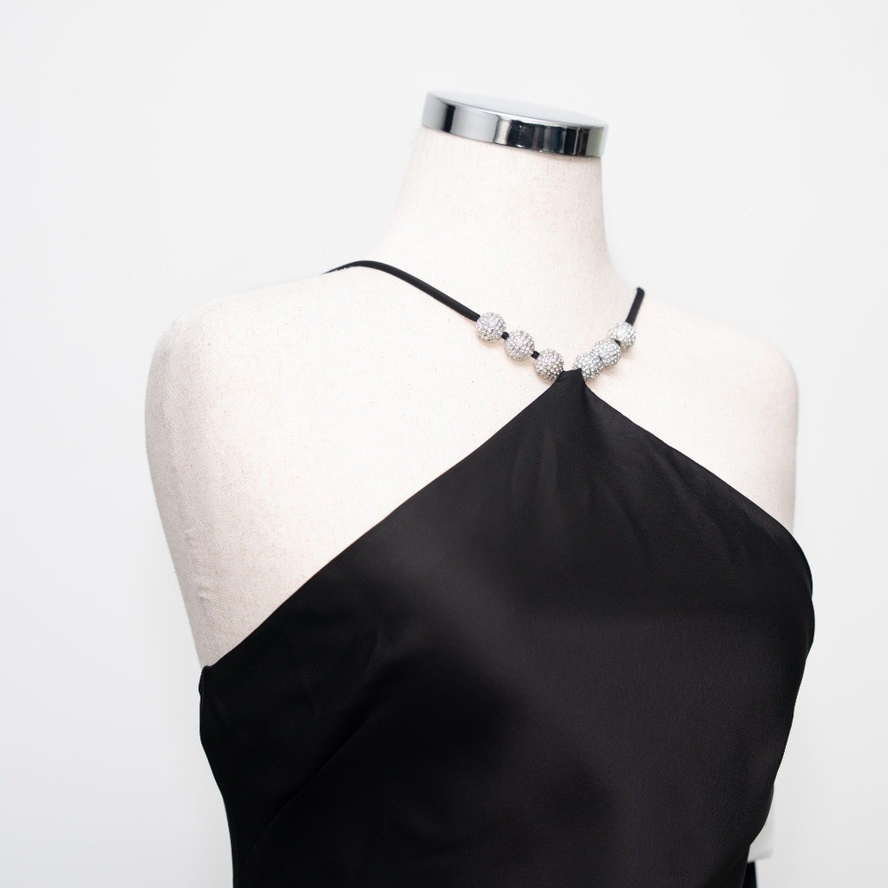 Betsy & Adam – Pavé-Bead Satin Halter Gown
