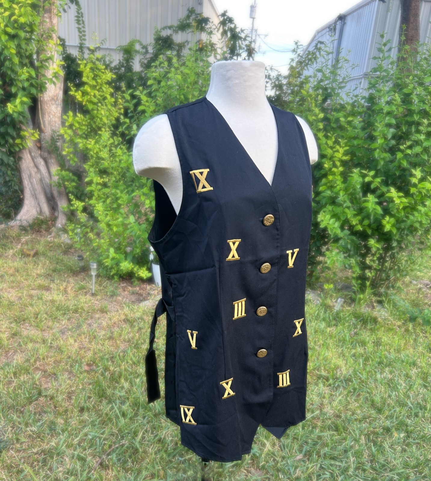 Barrie Stephens 80s/90s Vintage Black Vest with Roman Numeral Embroidery