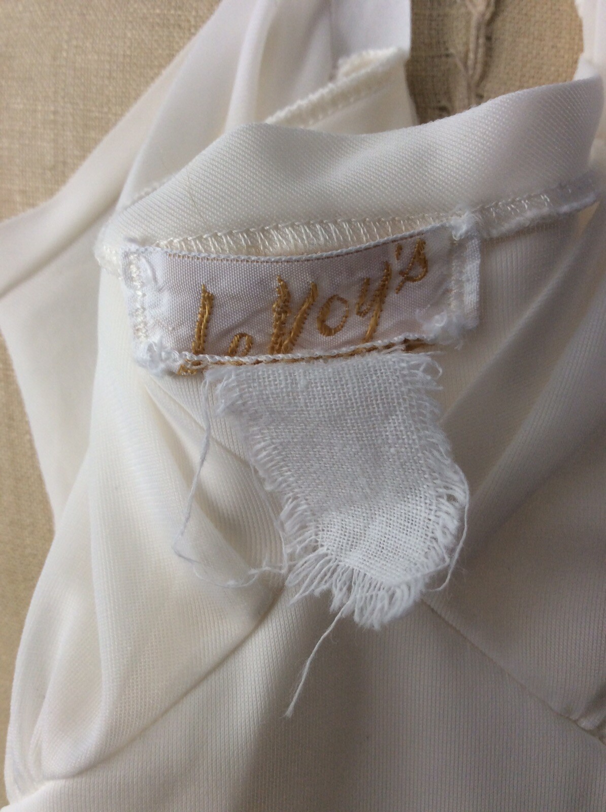 Vtg Levoys Ivory Off White Nylon Bridal Nightgown Negligee Slip Sheer Bust XS S?