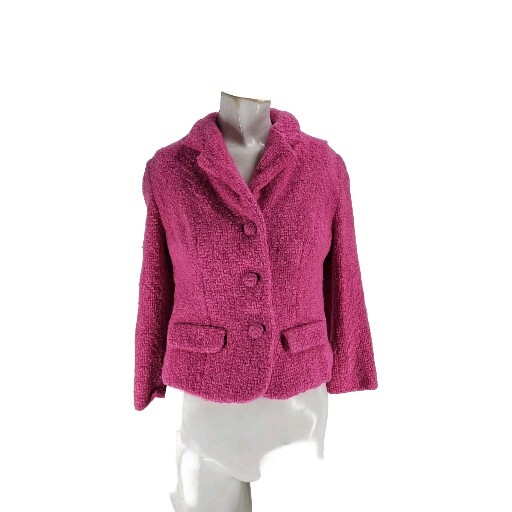 Lilli Ann Women’s Coat Small Pink Tweed Wool Cropped 1940s Vintage
