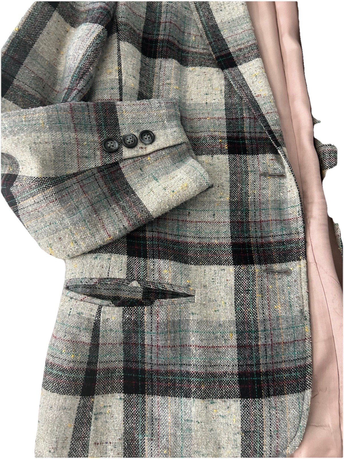 Haberdashery by Personal Tweed Plaid Blazer Vintage Jacket Silk Wool? Size 12