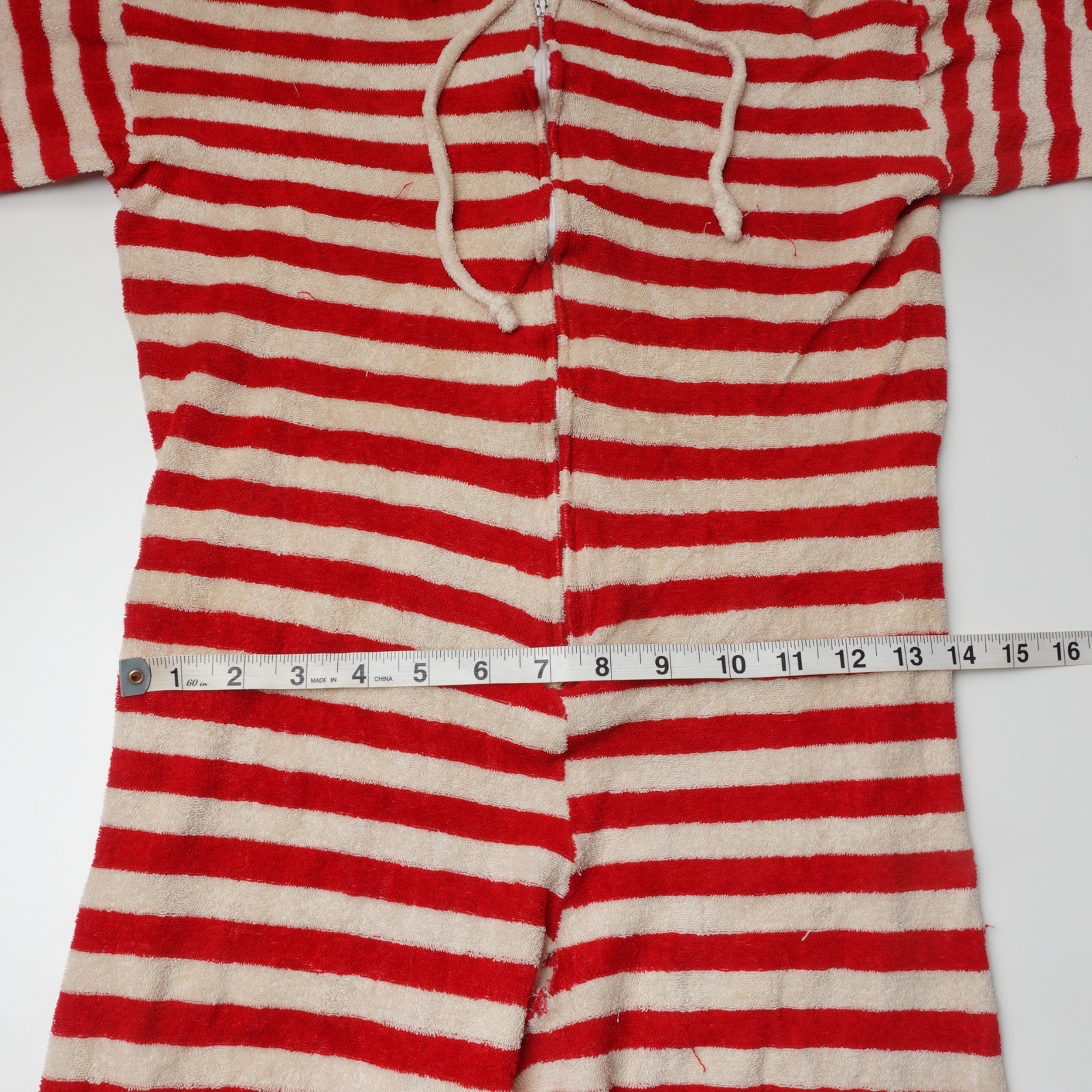 Vintage 50s JC Penney Kids Jumpsuit Pajamas Butt Flap Striped Study Sample Feet
