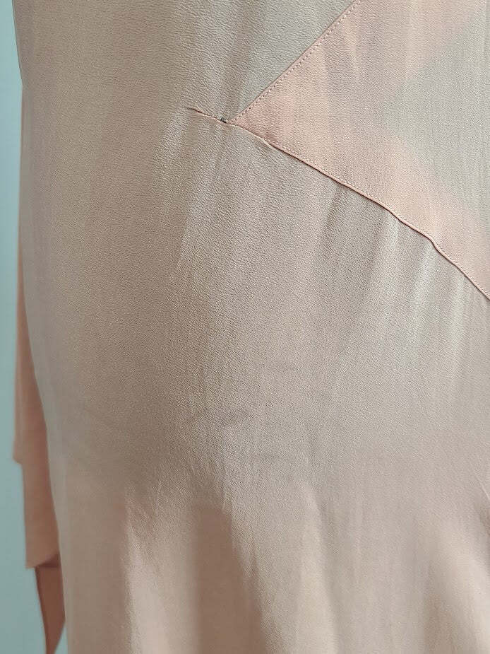 Vintage 1940s Pink Dress Beading on Sleeves Interesting Construction Adjustable