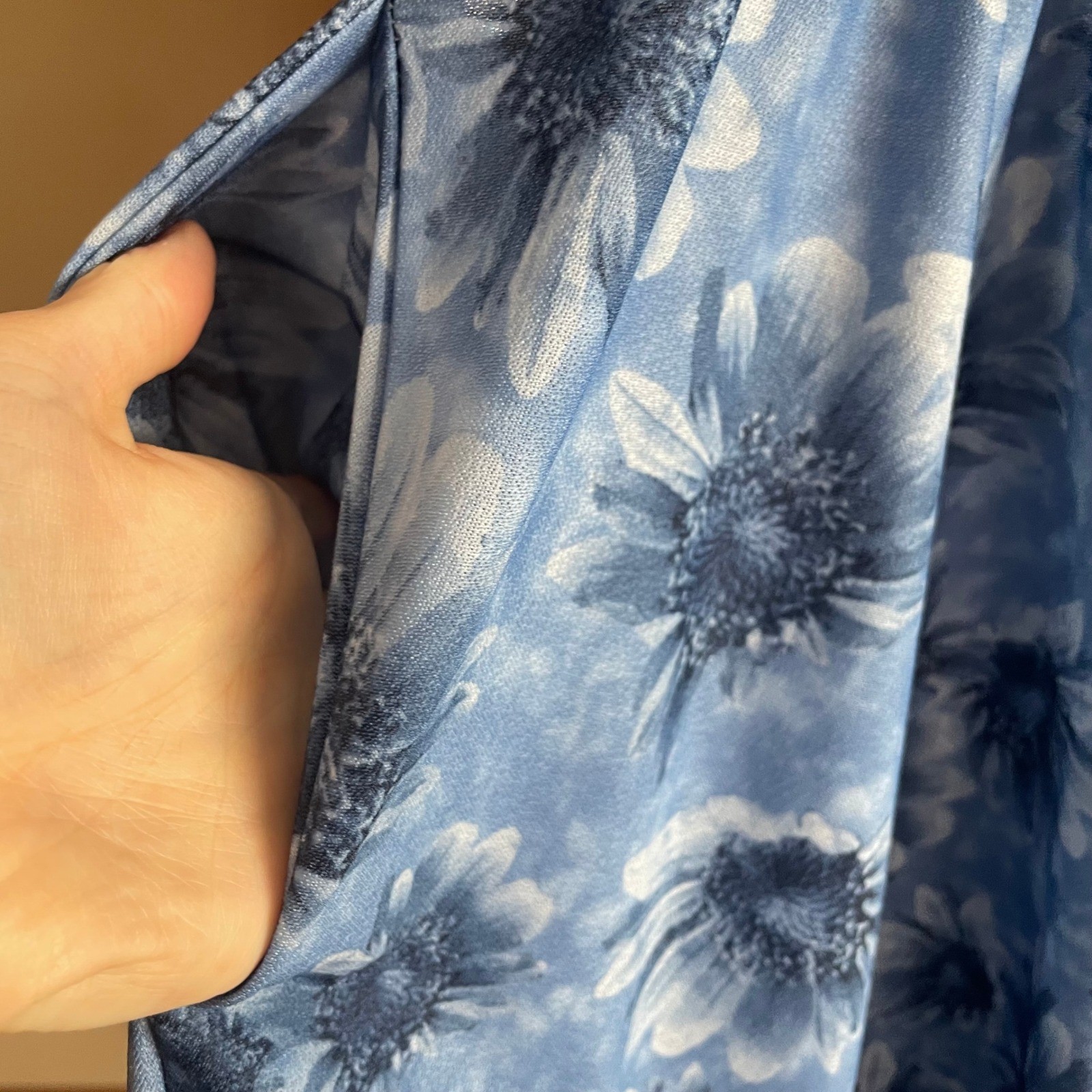 Vintage 80s Floral Dress Women Blue Belted Retro A-Line Belted Collared Eclectic