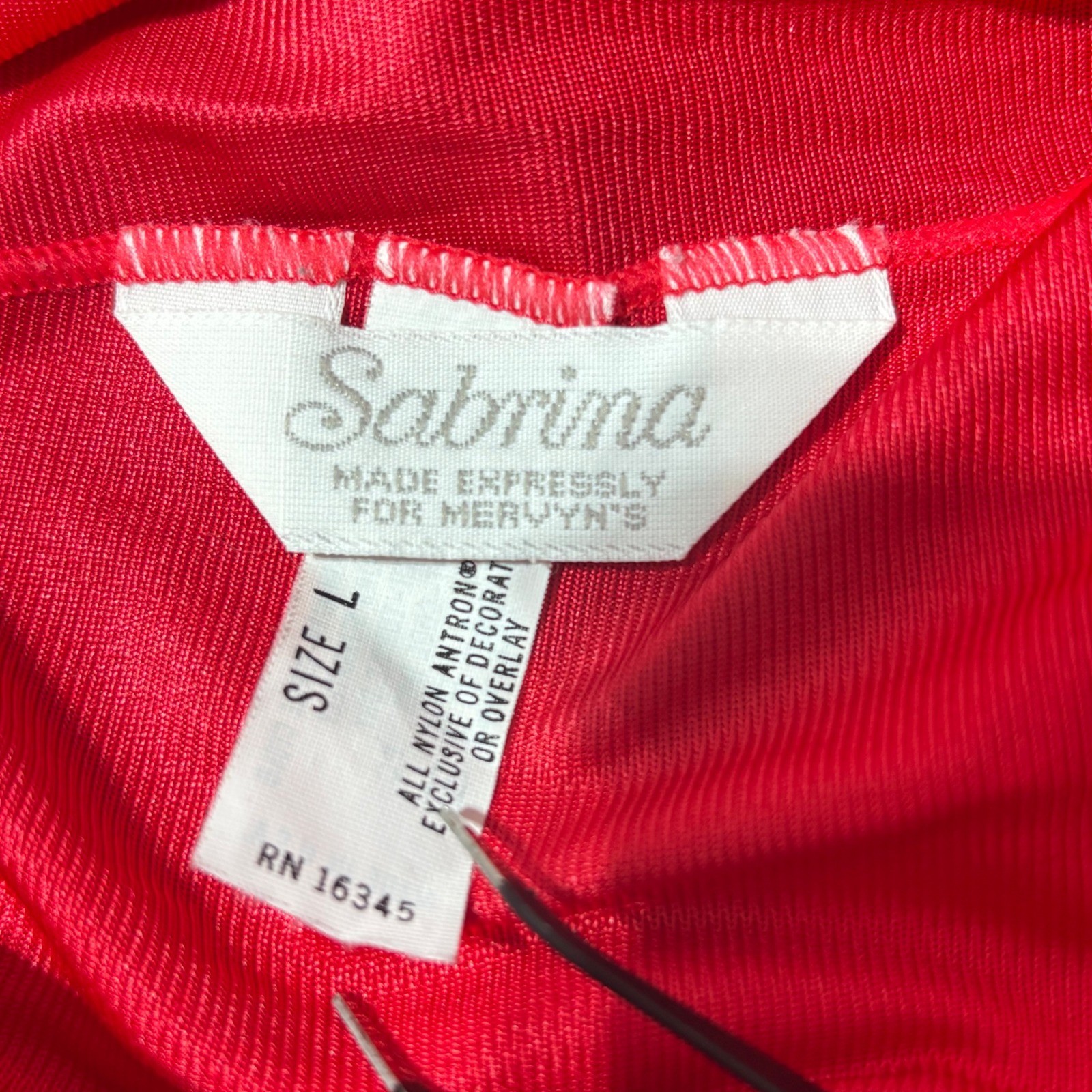 VTG 60s Sabrina Red Slip Skirt Lace Side Slit Lingerie Nylon Coquette Sz L