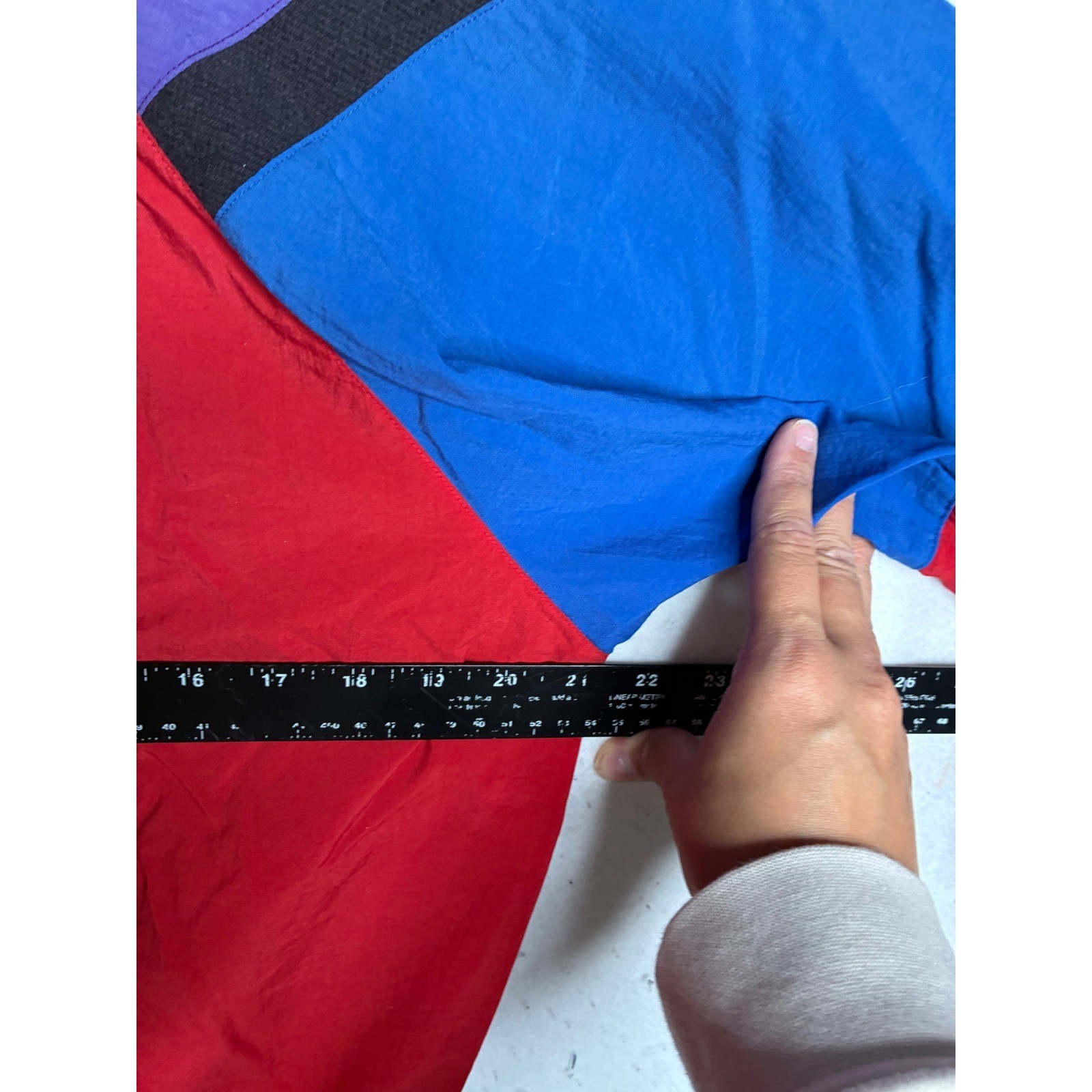 Blast Petites Vintage 80s Colorblock Windbreaker Jacket Red Purple Blue Teal