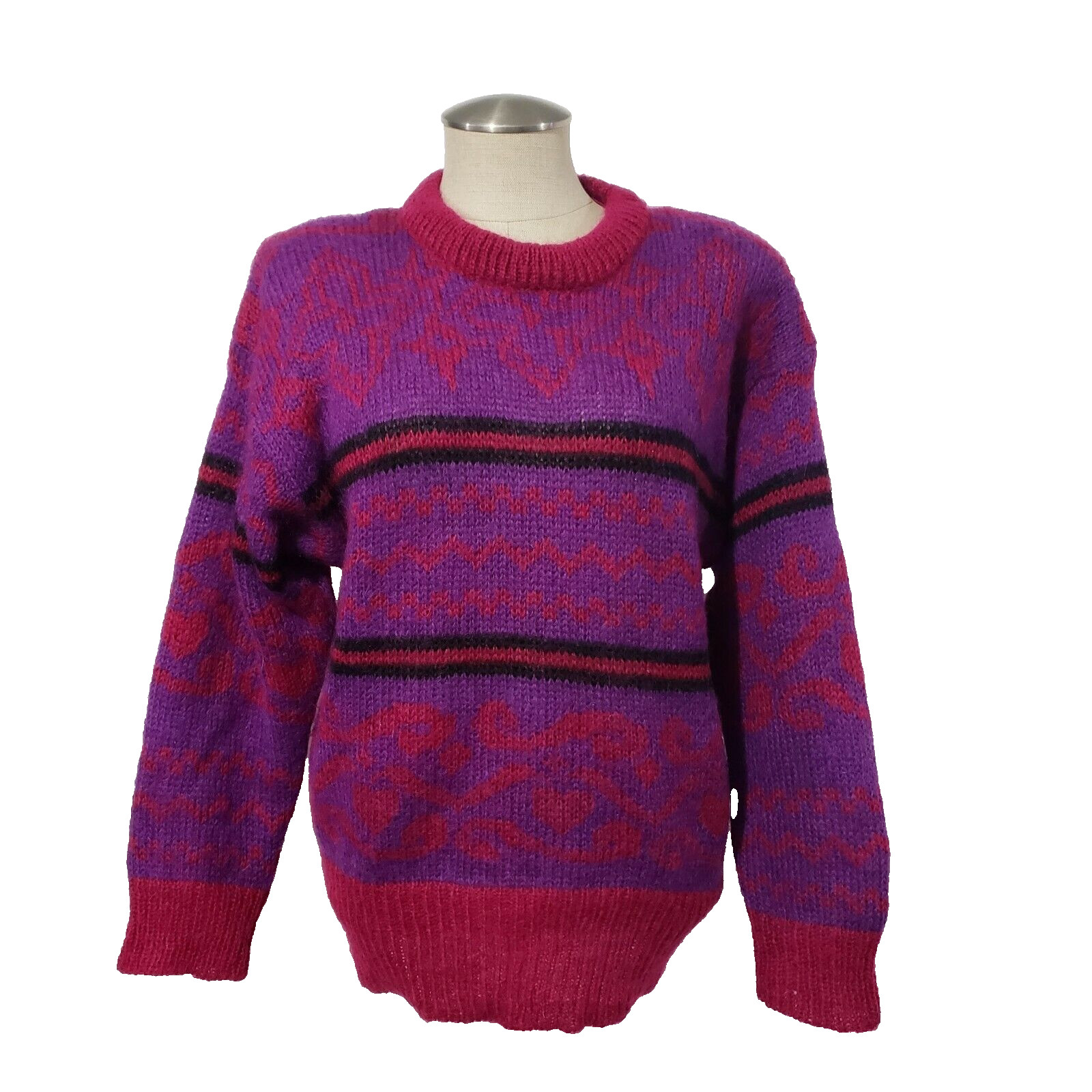 Vtg Epogee Mohair Blend Sweater Pullover Purple Multicolor L