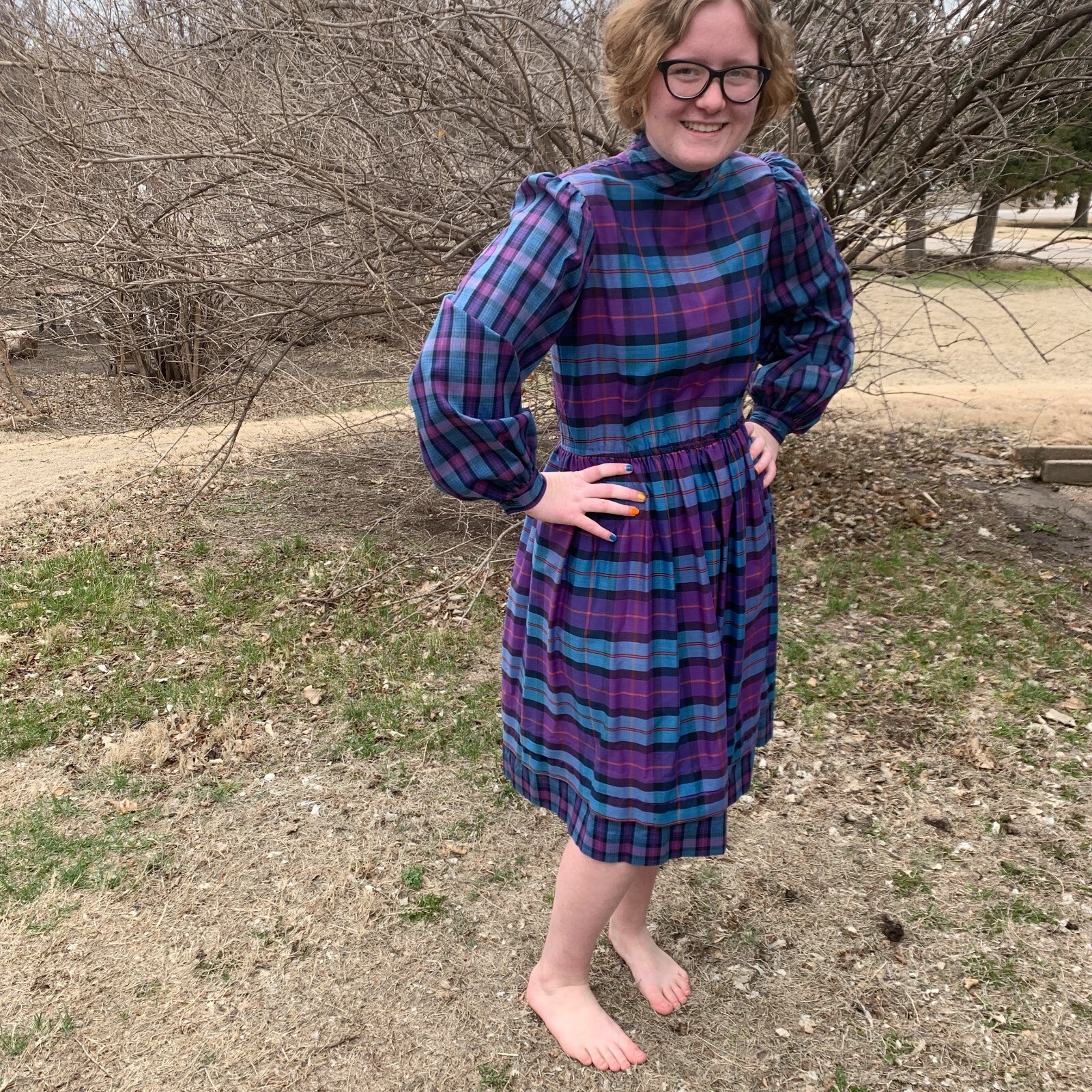 Vintage Applause II by Marge Kane Plaid Dress Twee Size 8
