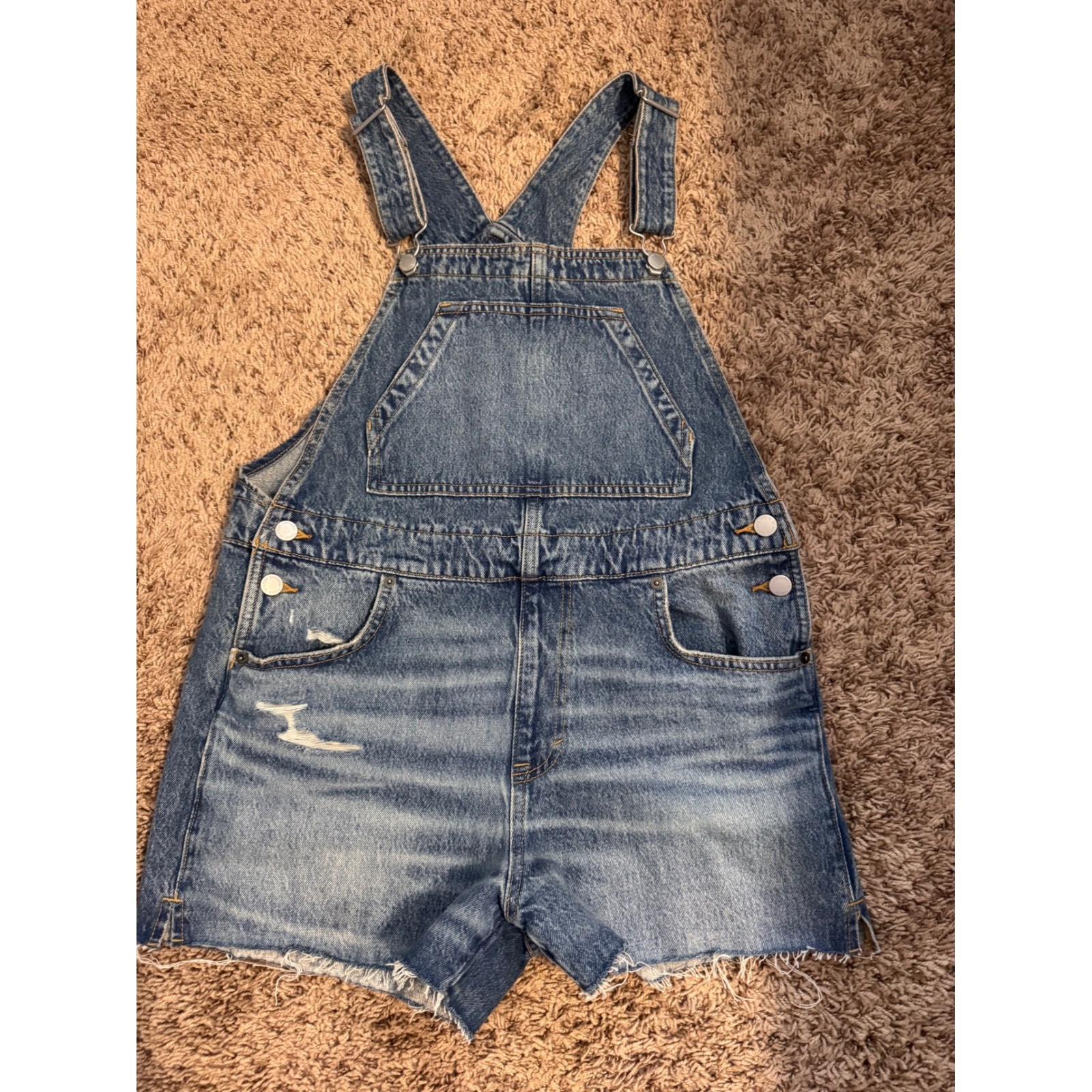 Universal Thread Denim Short Overalls Size 6 Distressed Bib Shorts
