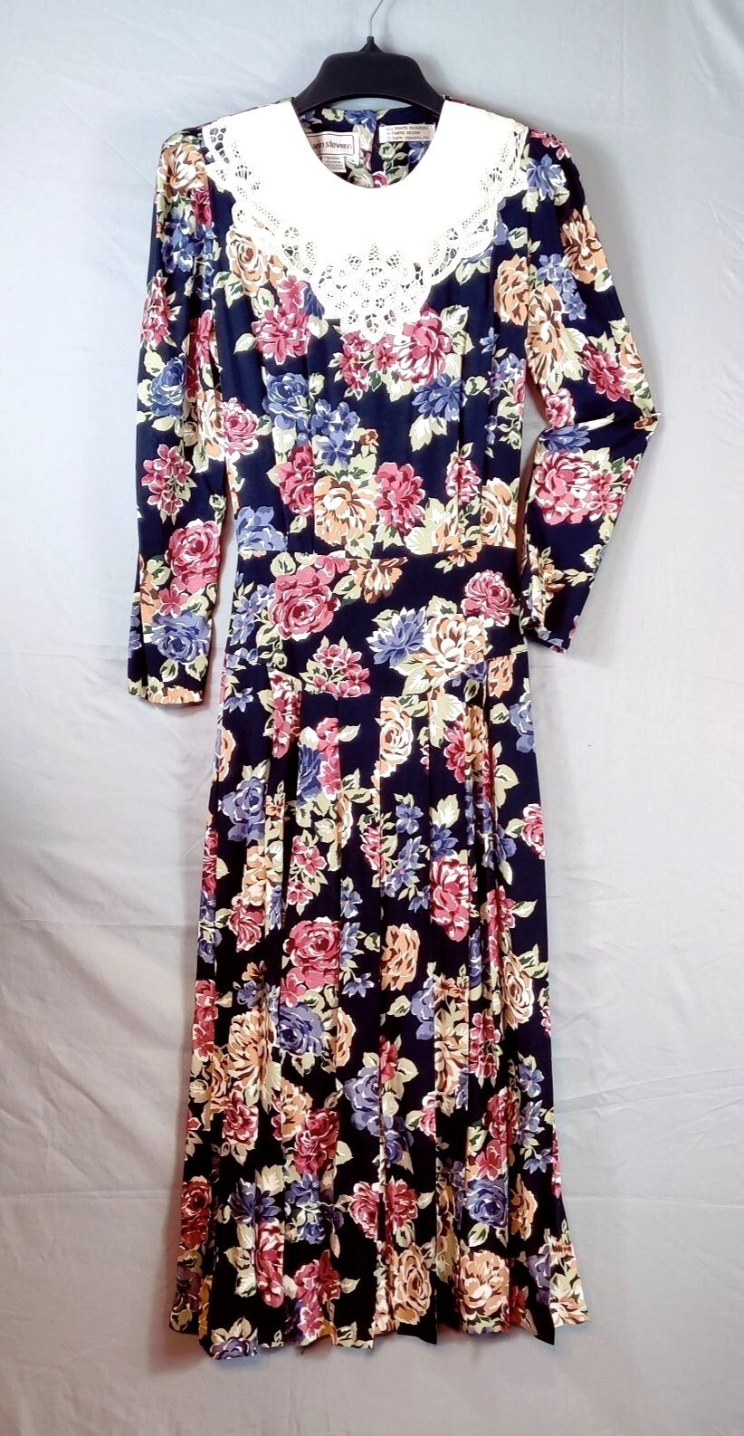 VTG Early 90s Dress Floral by Karin Stevens Rayon Long Skirt Prairie Cottage Cor