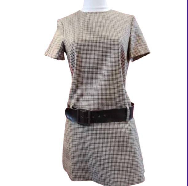 Fendissime by FENDI Plaid Mod Mini Dress, Dropped Waist Made in Italy Size 40