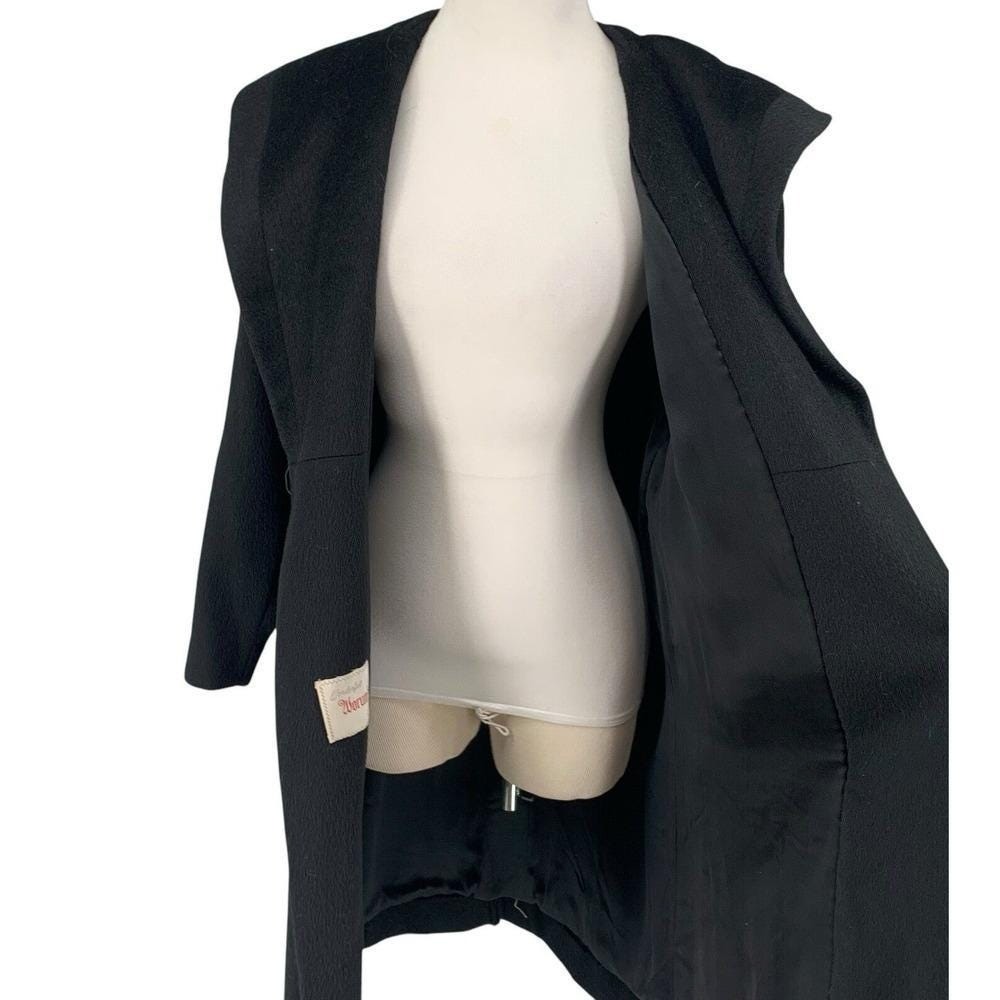 Vintage 40’s Worumbo Woolen Midi Coat Womens XL Wrap Black Back Button Luxury