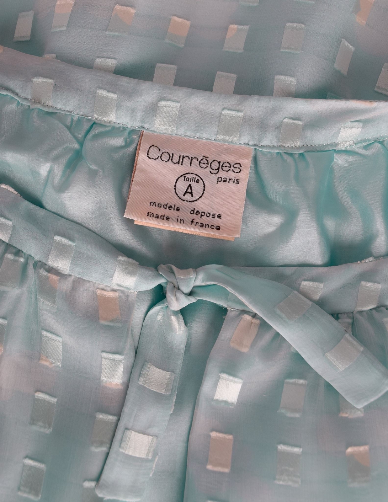 Courreges Vintage 1970s Baby Blue Cloud Print Silk Chiffon Dress and Scarf Ensem