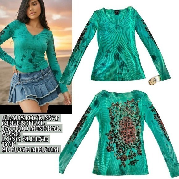 DEADSTOCK TATTOO FAIRY GRUNGE Y2K SLEDGE SHIRT M NWT